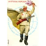 Propaganda Poster WWII Sovit Soldier Peace To You USSR