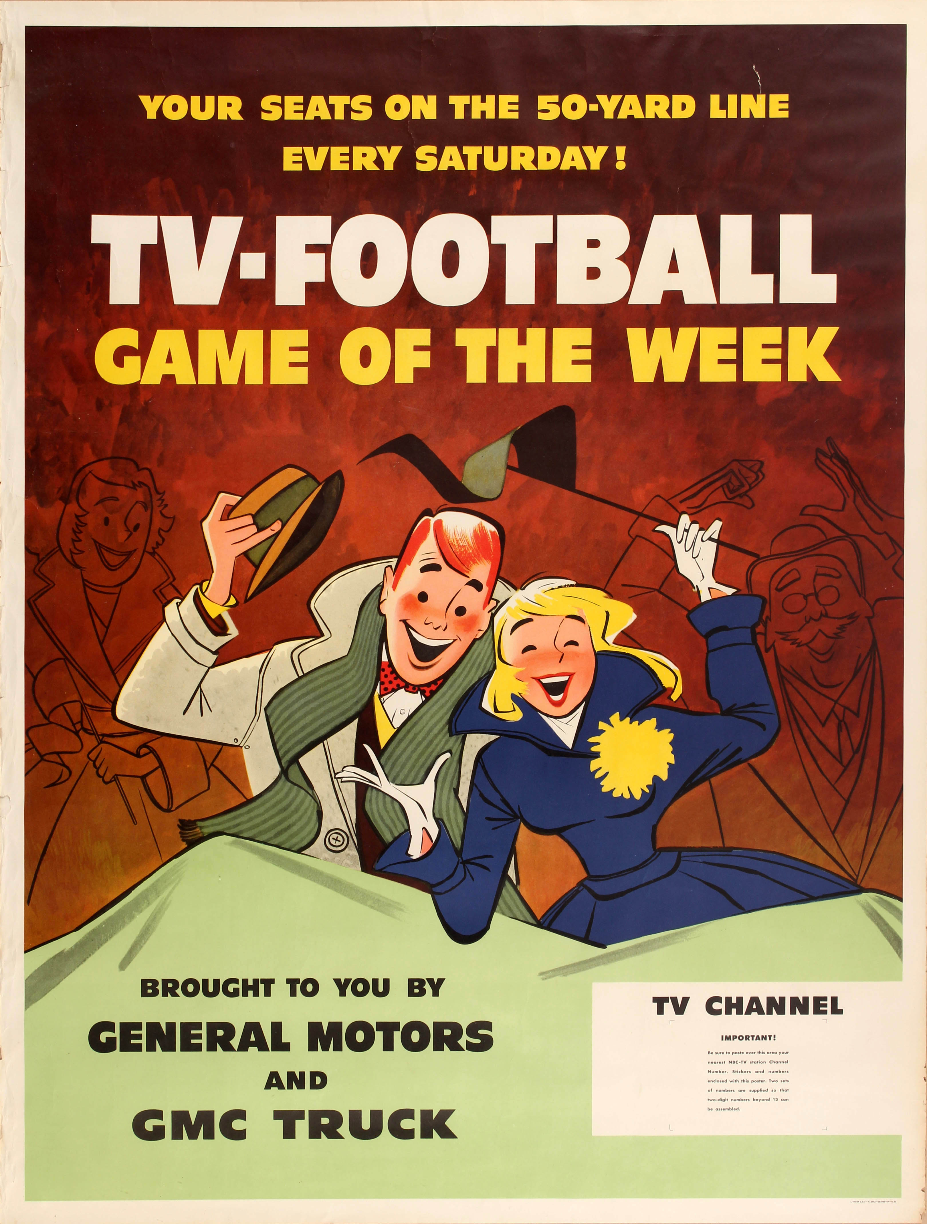 Advertising Poster TV American Football USA Midcentury