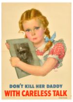 War Poster Don't Kill Her Daddy Careless Talk WWII