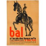Advertising Poster Bal School of Fine Arts Art Deco Paris France Horse
