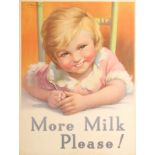 Advertising Poster More Milk Please British Dairy Child