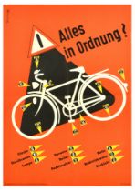 Propaganda Poster Bicycle Road Safety Everything OK Alles In Ordnung