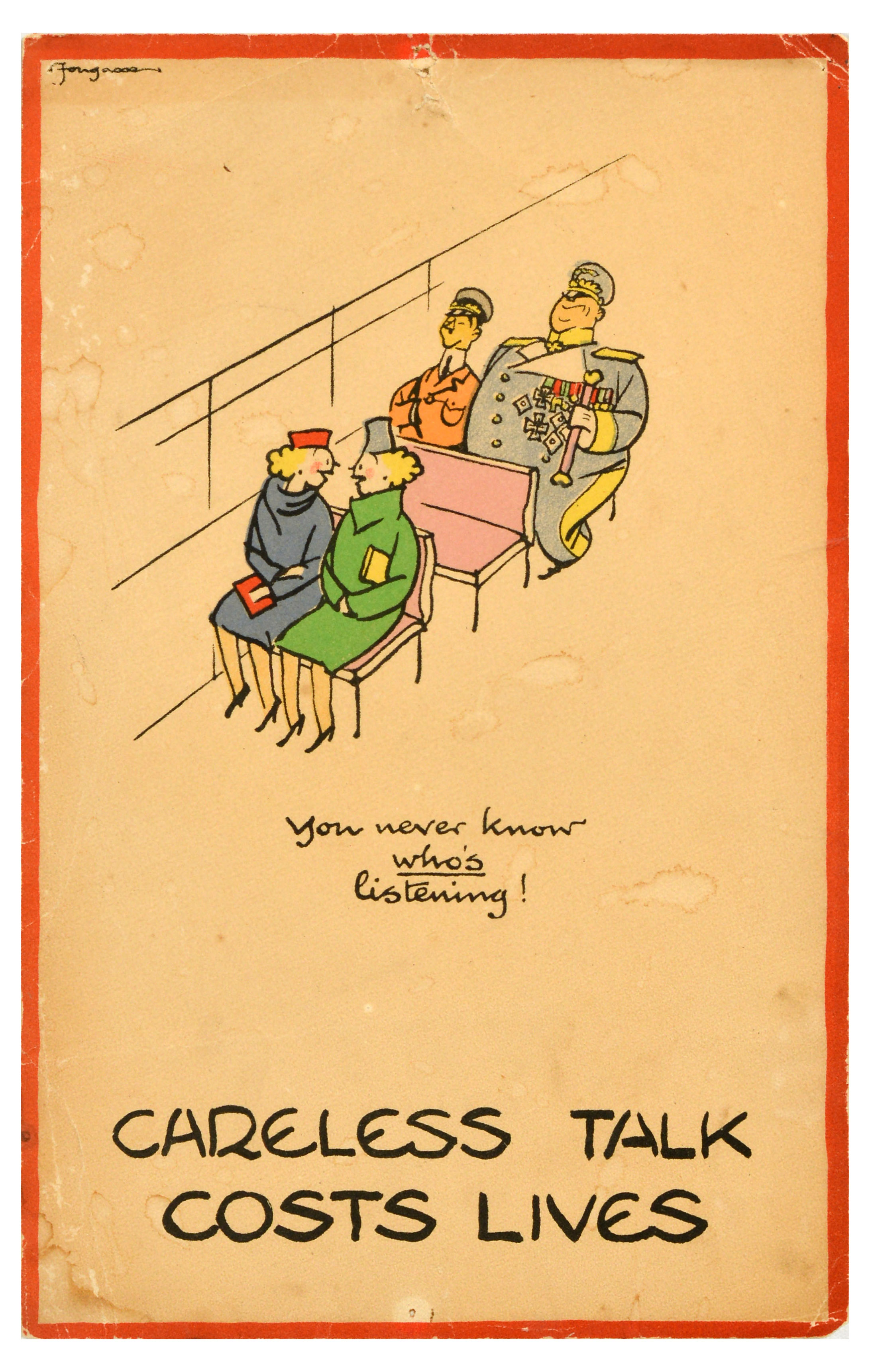 War Poster Careless Talk Fougasse Transport WWII 