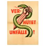 Propaganda Poster Prevent Accidents Snake Health Occupational Safety Verhutet Unfalle