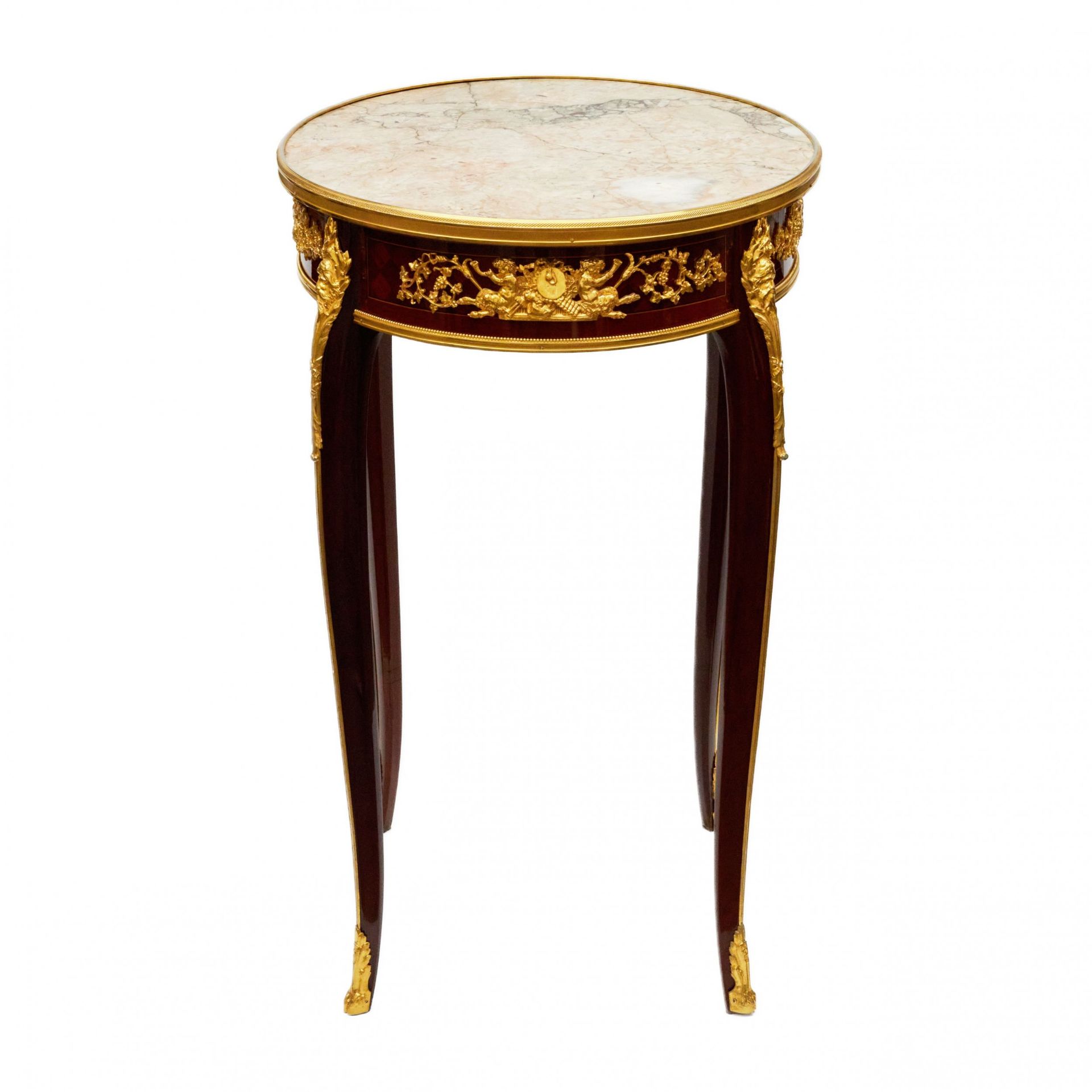 Magnificent mahogany and gilded bronze table by Francois Linke. - Image 3 of 5