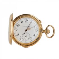 Heures Repetition Quarts Taschenuhr Chronographe 14k Gold Pocket Watch