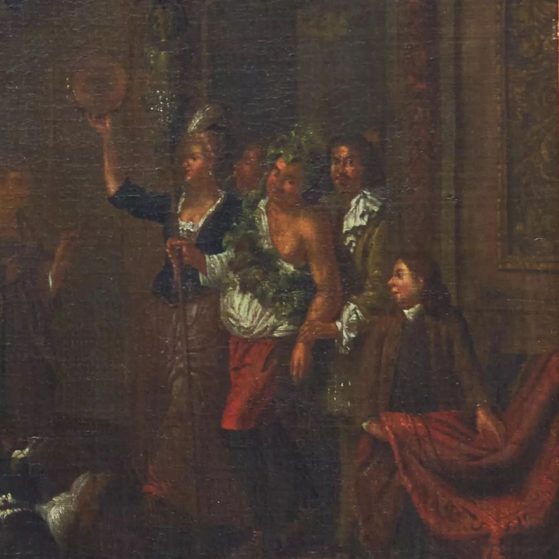 Dutch genre painting of the 18th century. Feast of Dionysus. Attributed to Horemans Jan Joseff. - Bild 4 aus 7