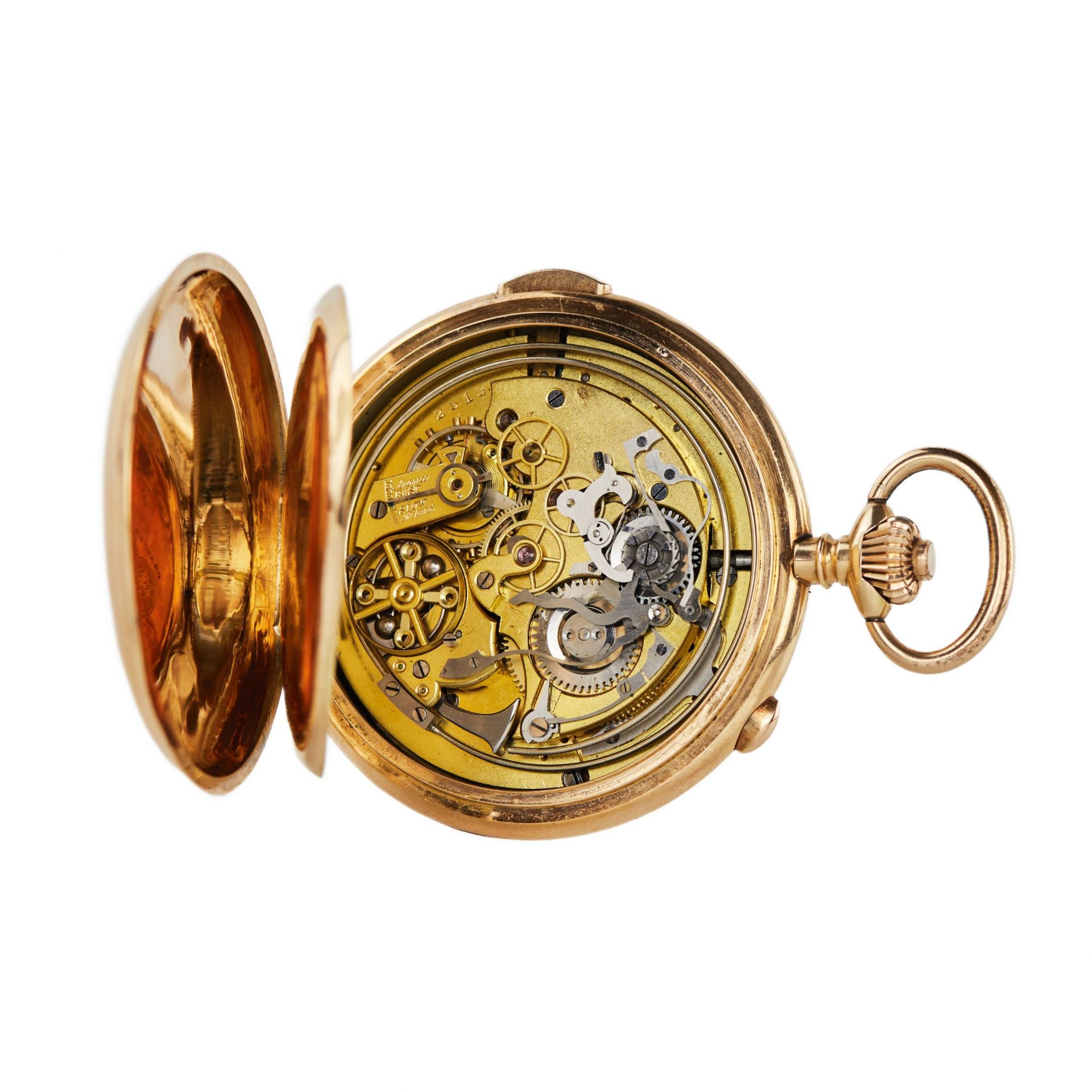 Heures Repetition Quarts Taschenuhr Chronographe 14k Gold Pocket Watch - Bild 5 aus 11