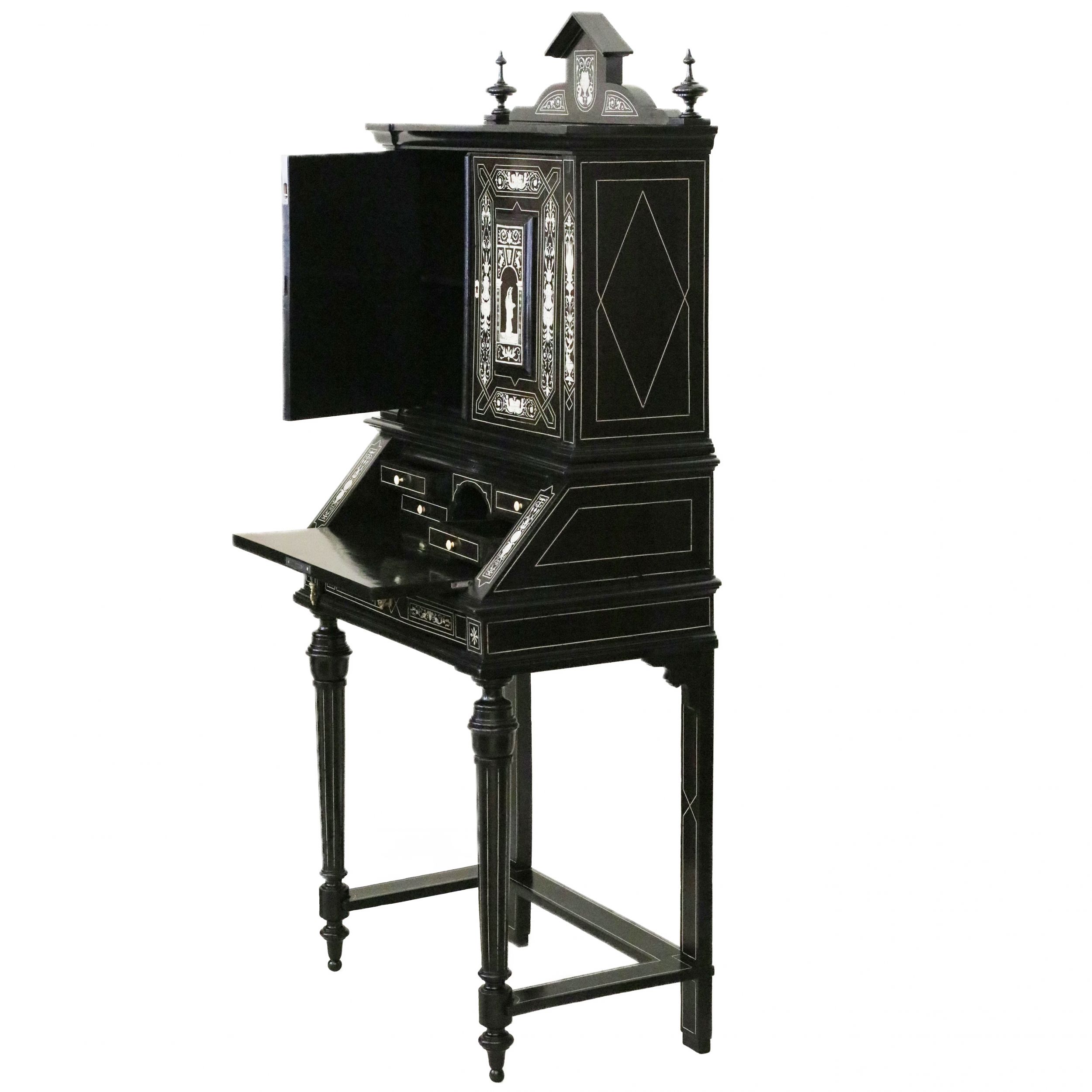 Italian ebony and ivory cabinet from the late 19th century. - Image 5 of 14