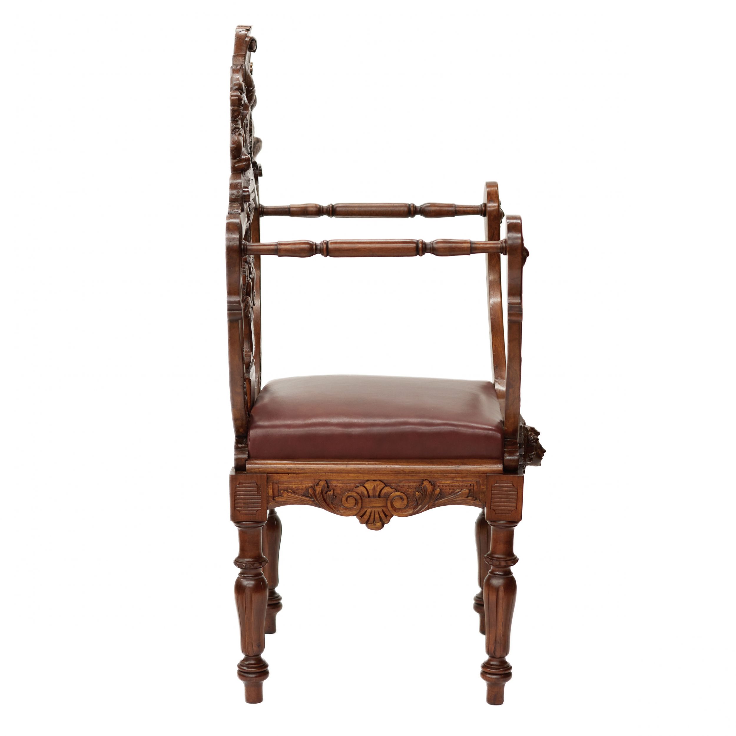 Carved, richly decorated walnut chair. 19th century - Image 4 of 6