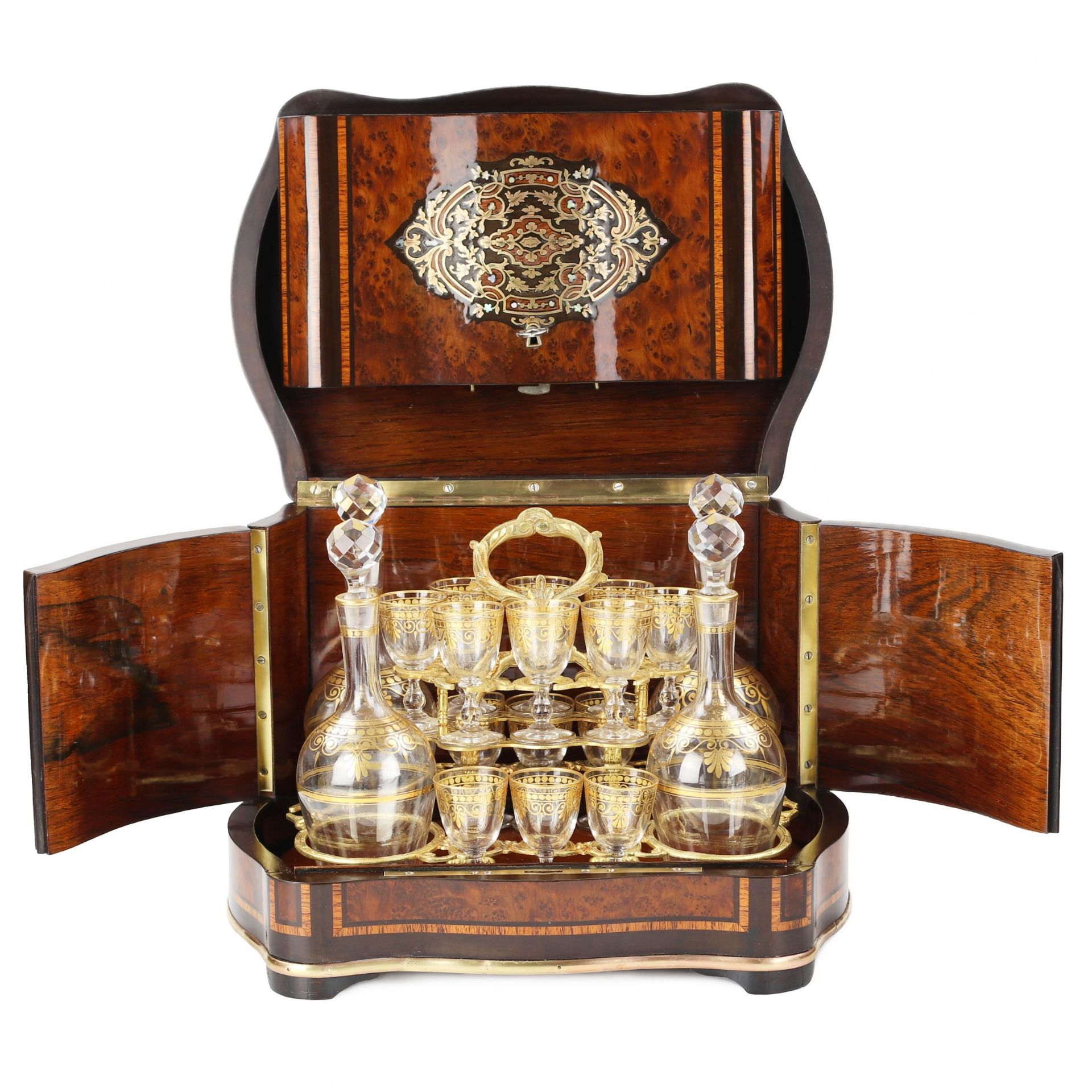 Carriage bar in marquetry technique in Napoleon III style. 19th century. - Bild 2 aus 7