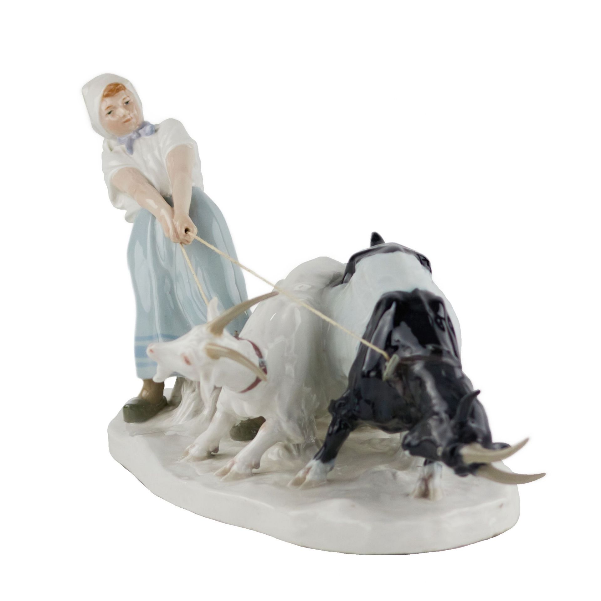 Porcelain composition Shepherdess with goats. Pilz, Otto. Meissen. 1850-1924. - Image 2 of 7