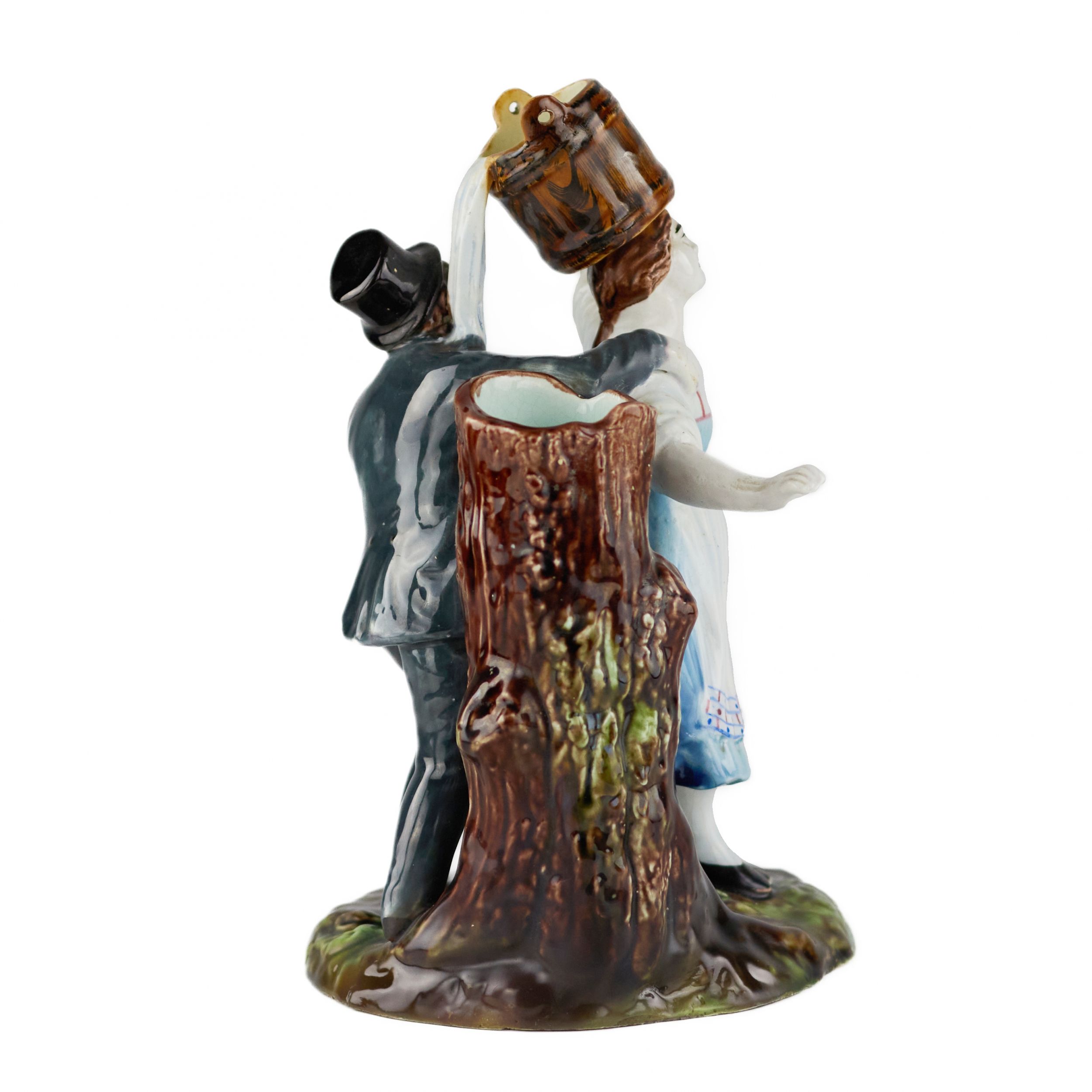 Faience pencil figurine The Villager and the Lord. Kuznetsov factory in Tver. 19th century. - Image 5 of 9