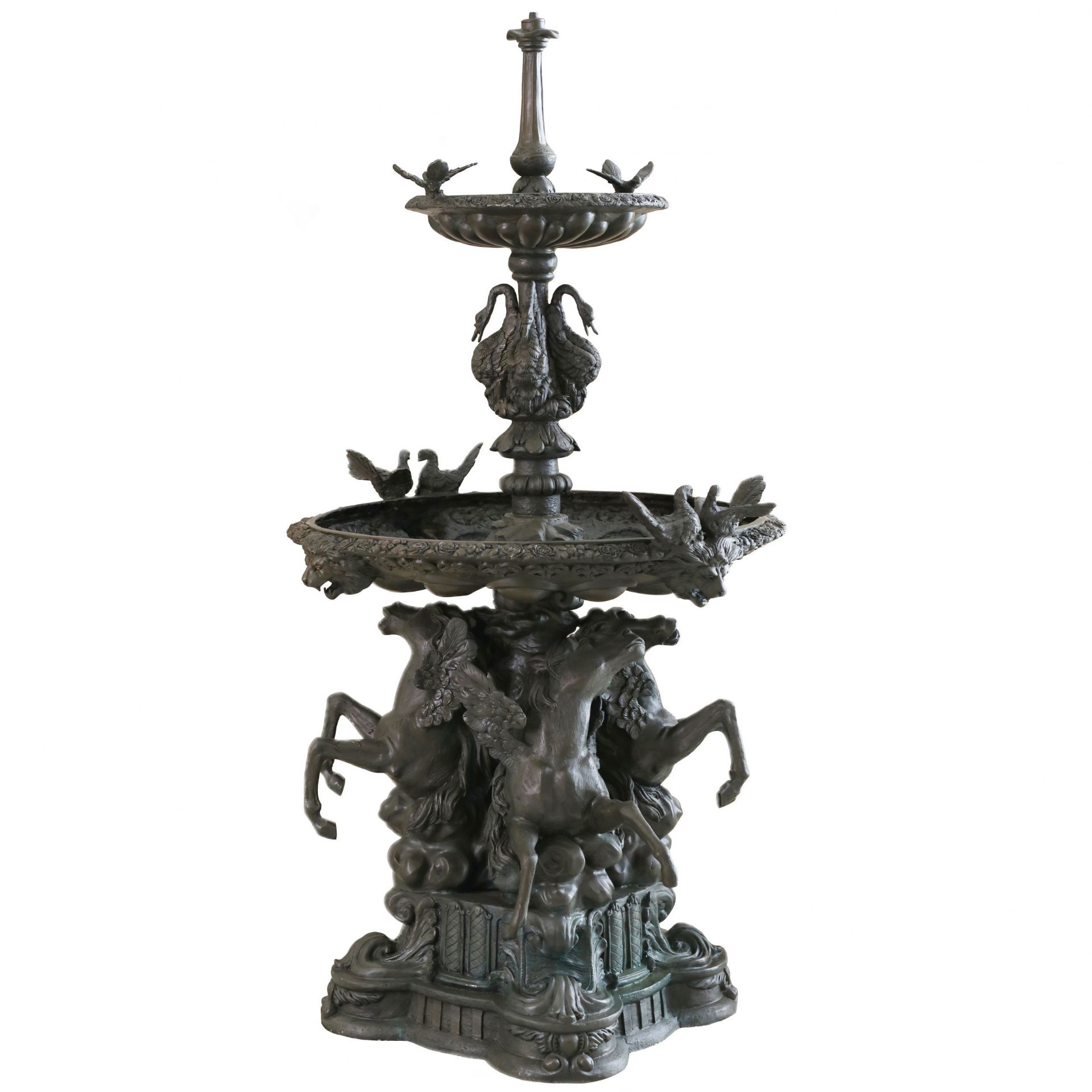 Large bronze fountain with two bowls by Francis Joseph Duret (1804-1865).