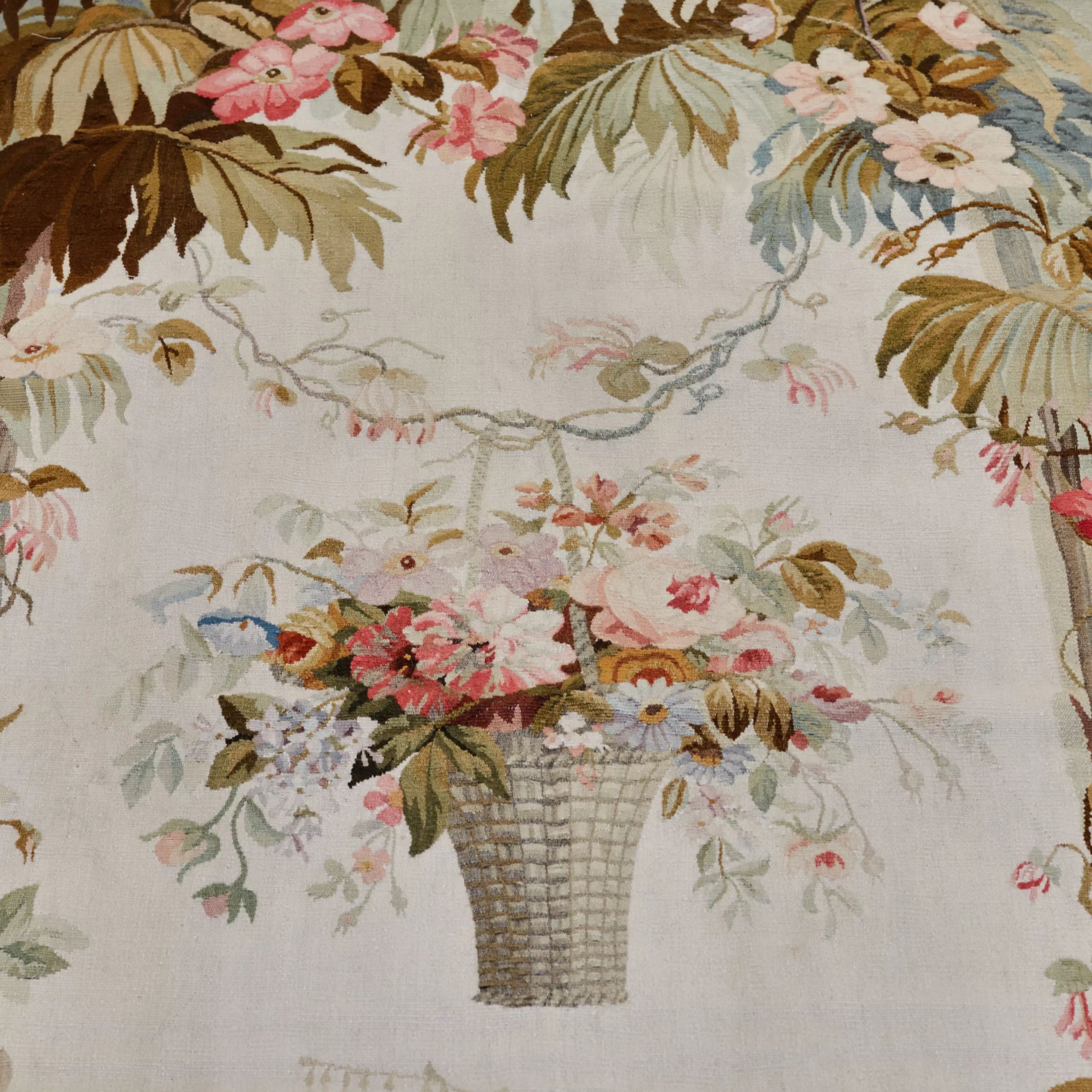 Pair of 19th century Aubusson style tapestries - Image 7 of 9