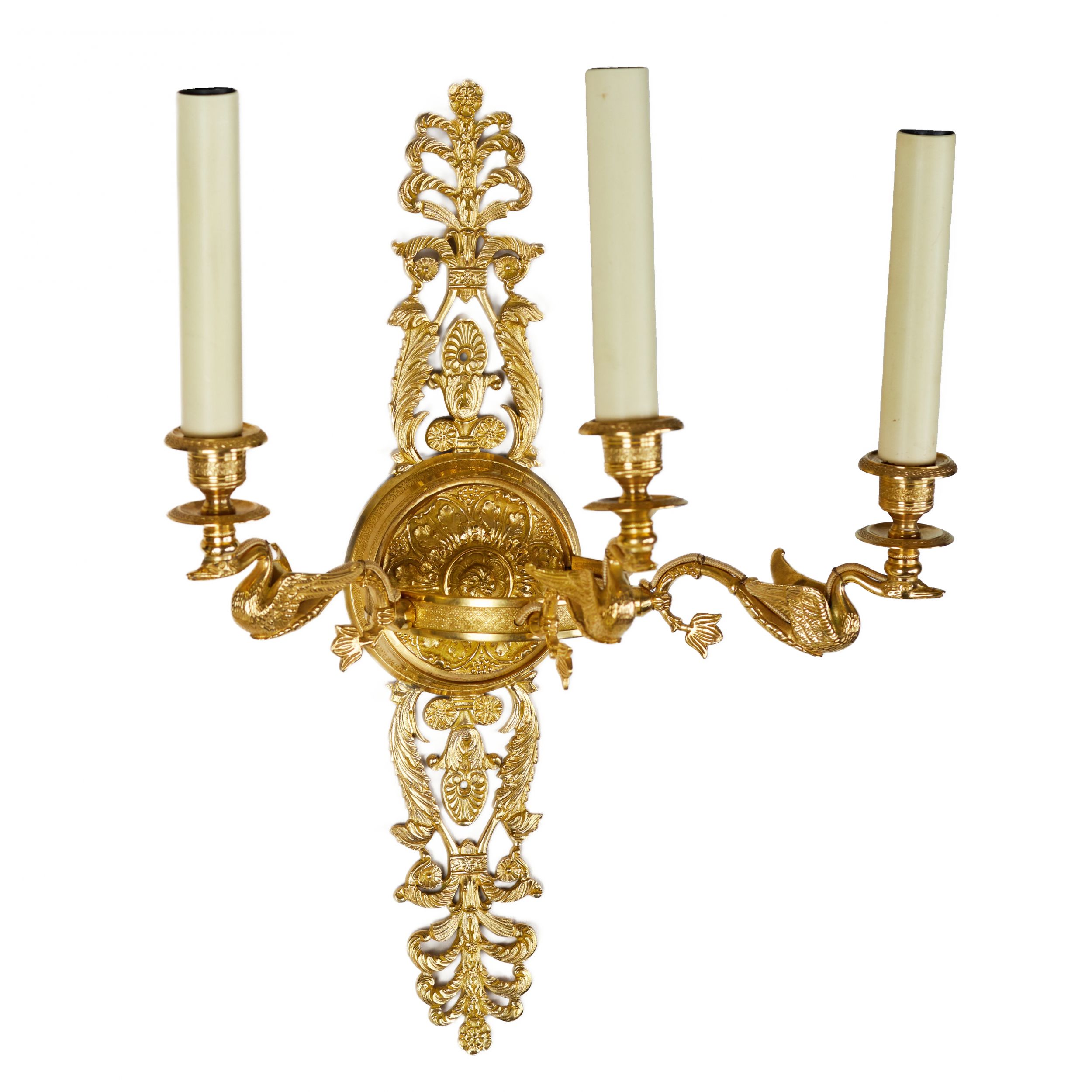 Six gilded bronze wall sconces with a Swan motif. France 20th century - Image 3 of 6