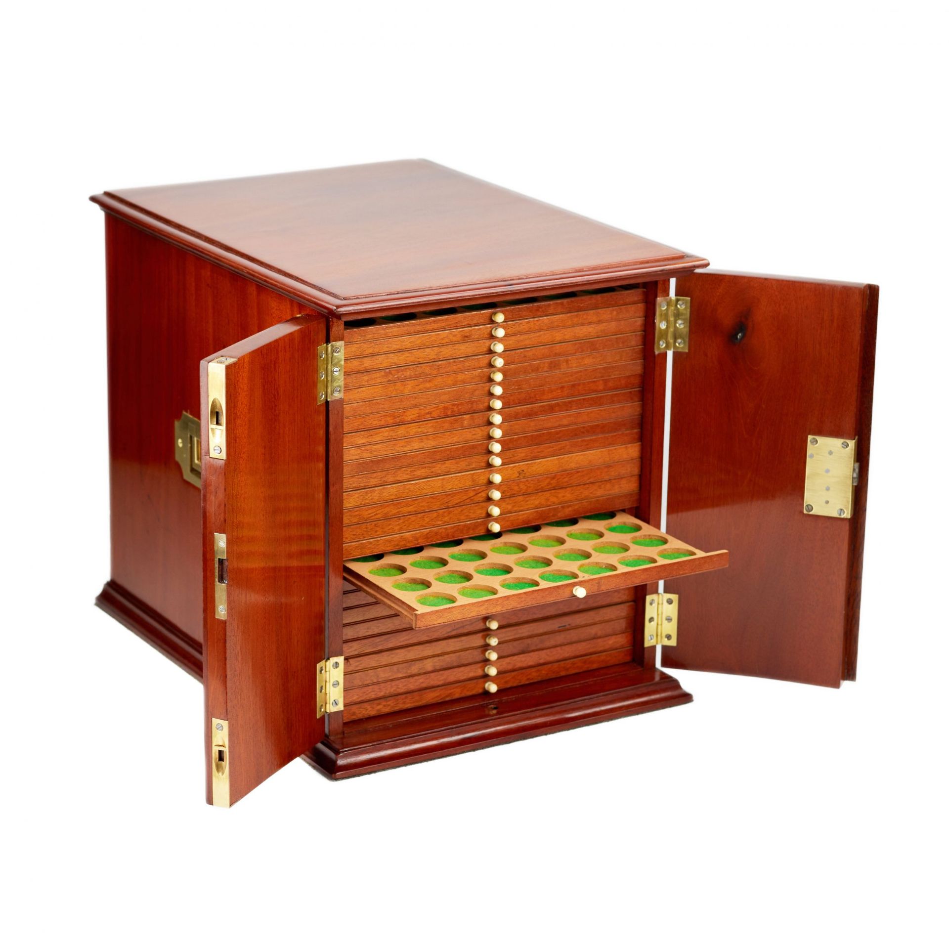 Wooden cabinet for coins and medals from the 19th century.