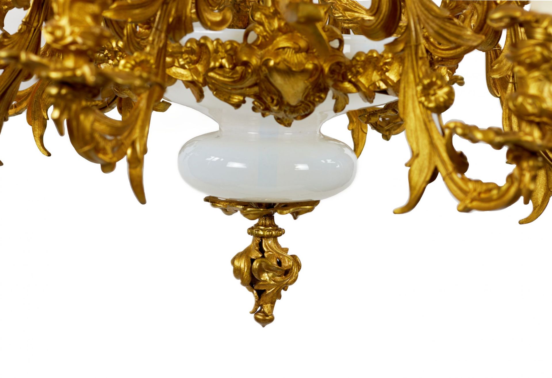 Bronze, gilded chandelier with Art Nouveau elements, 1900 - Image 5 of 7