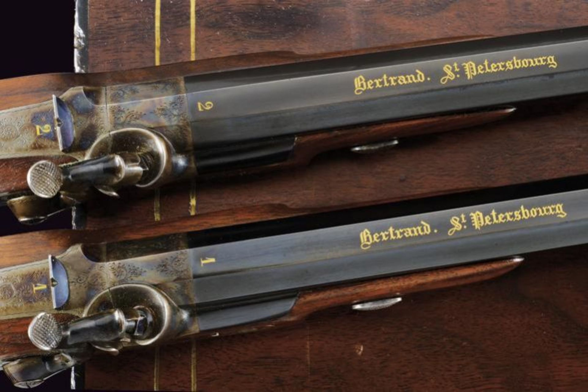 A pair of dueling pistols from the court gunsmith of Nicholas I - Bertrand. Saint Petersburg. Mid-19 - Image 13 of 14
