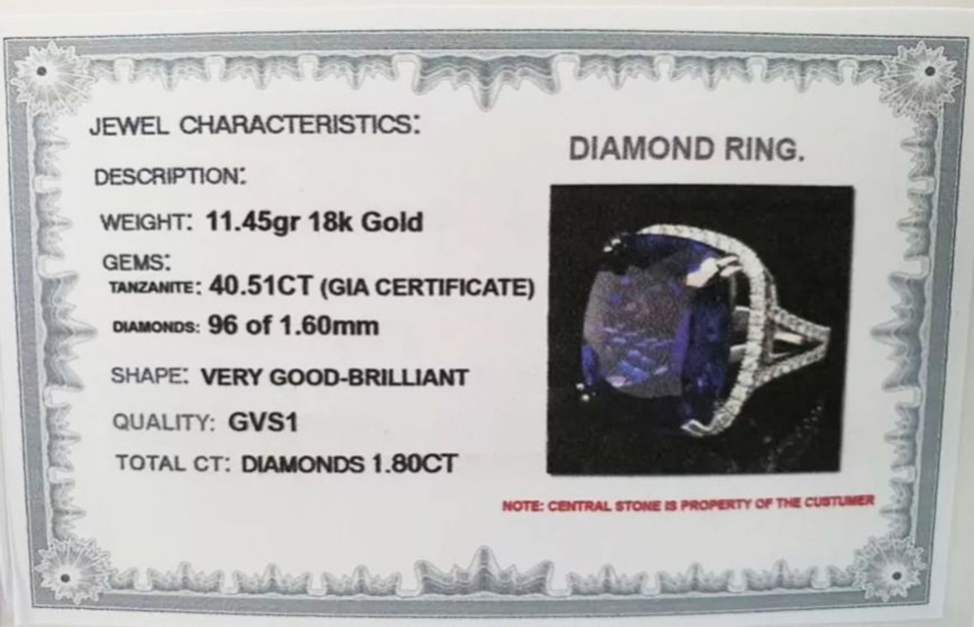 Gold ring with tanzanite and diamonds. - Bild 5 aus 5