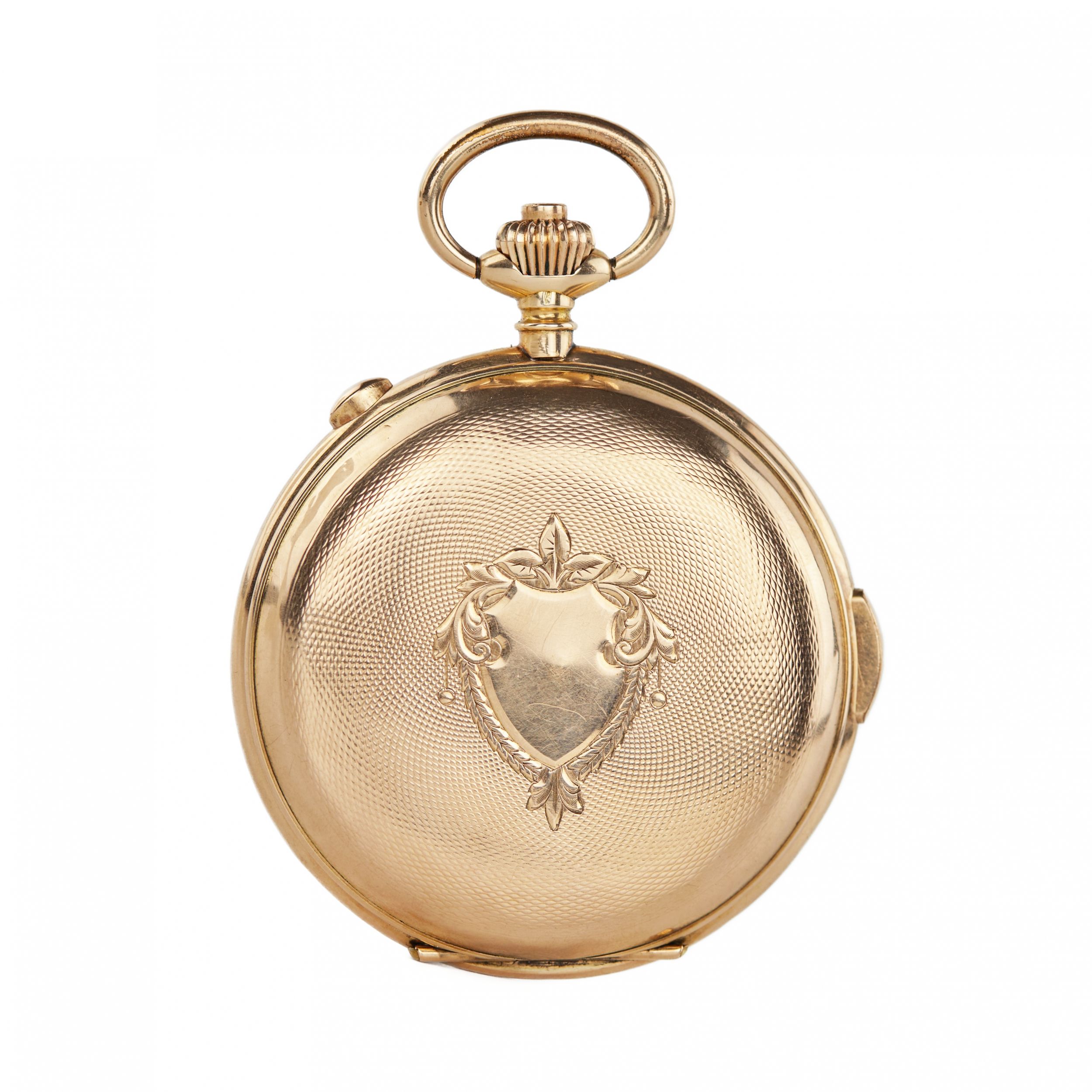 Heures Repetition Quarts Taschenuhr Chronographe 14k Gold Pocket Watch - Image 3 of 11