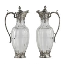 A pair of glass Regency style jugs in silver from CHRISTOFLE.