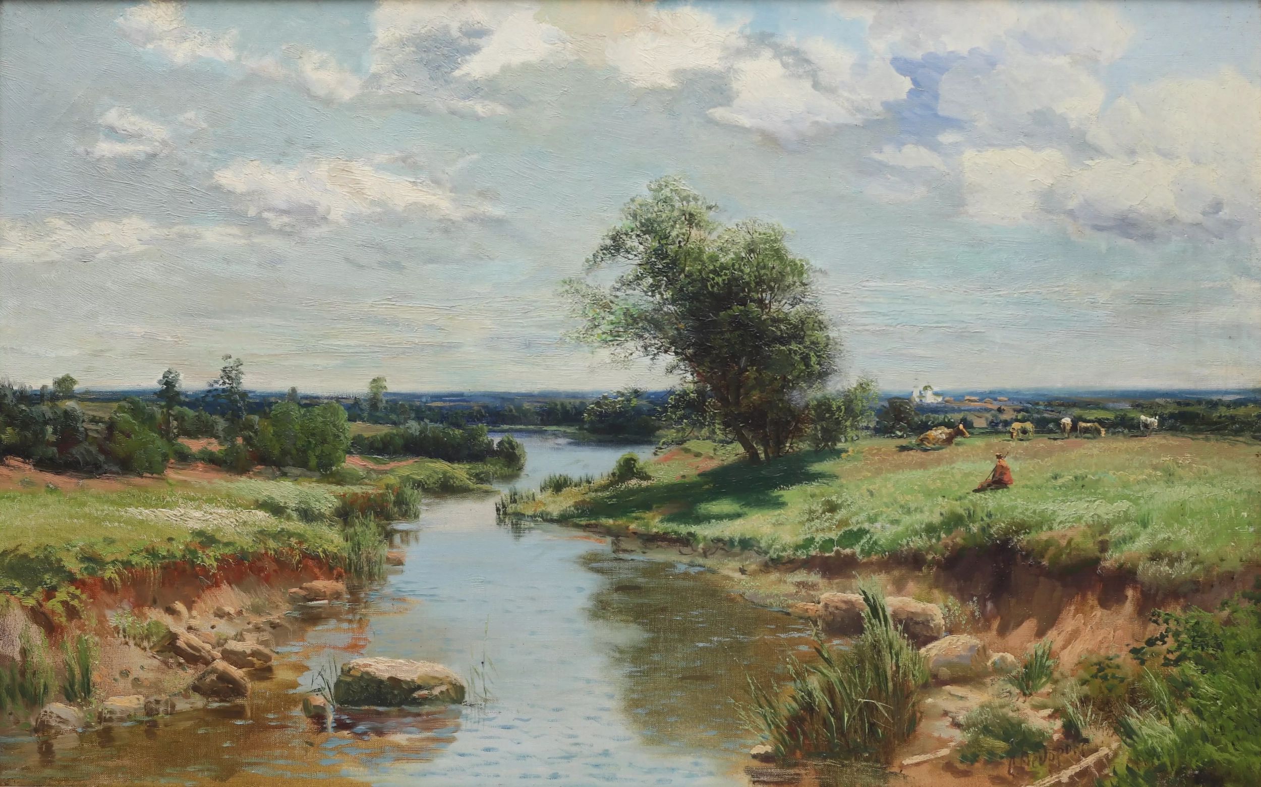 Simeon Fedorov. Landscape Summer day. Second half of the 19th century. - Image 2 of 6