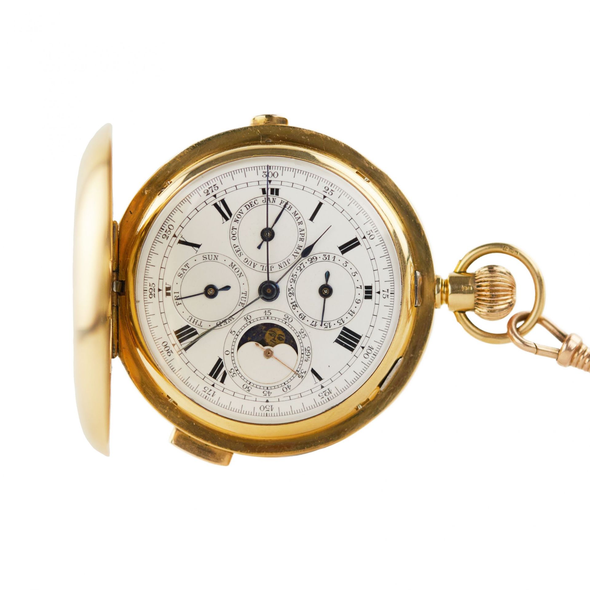 Gold hunting watch with repeater, calendar and chronograph. London. 1912-1913. - Bild 2 aus 12