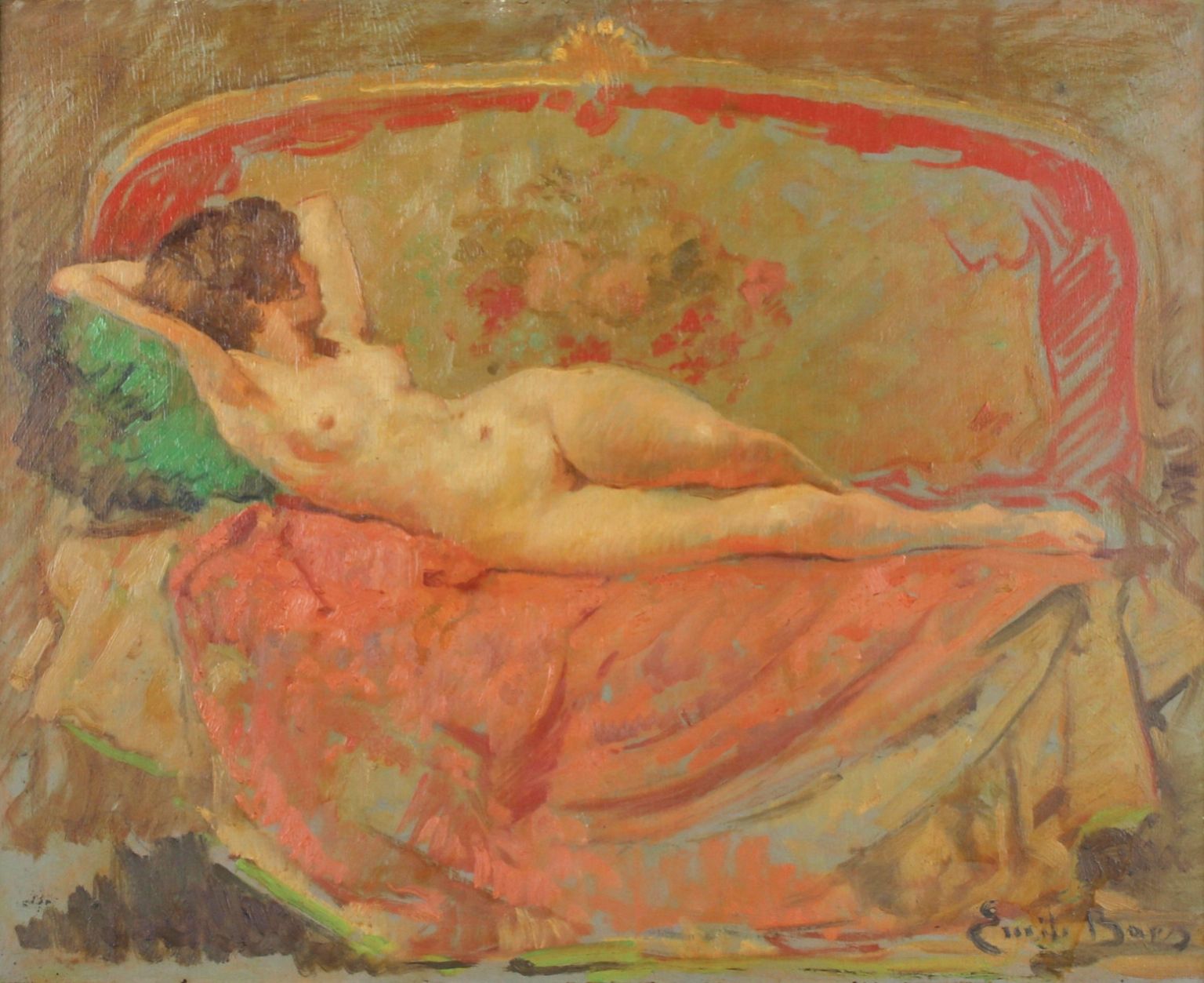 EMIL BAYES (EMILE BAES). 1889-1953. Nude on a canape. - Image 2 of 4