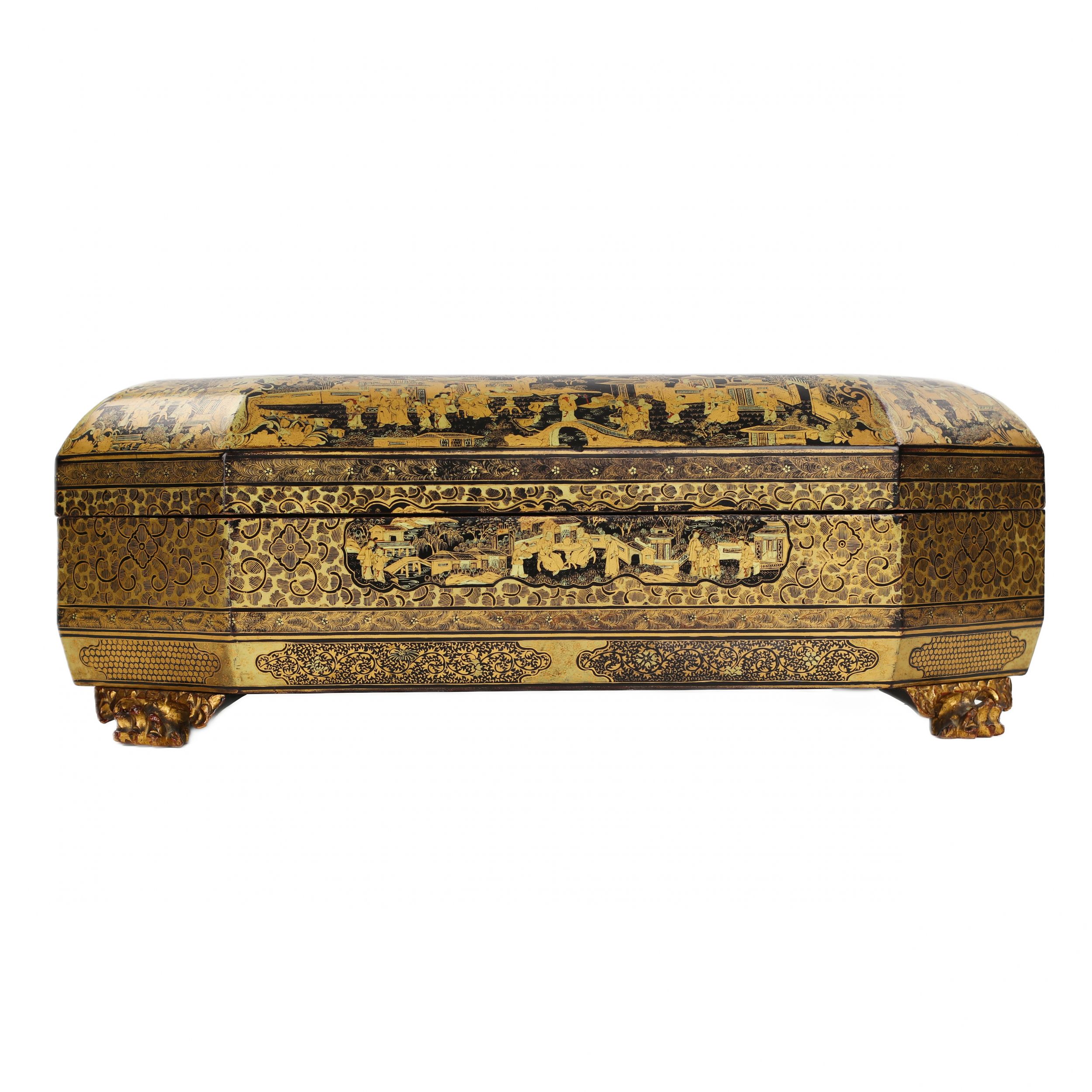 Wooden lacquered box for board and card games. China 19th century. - Image 8 of 8
