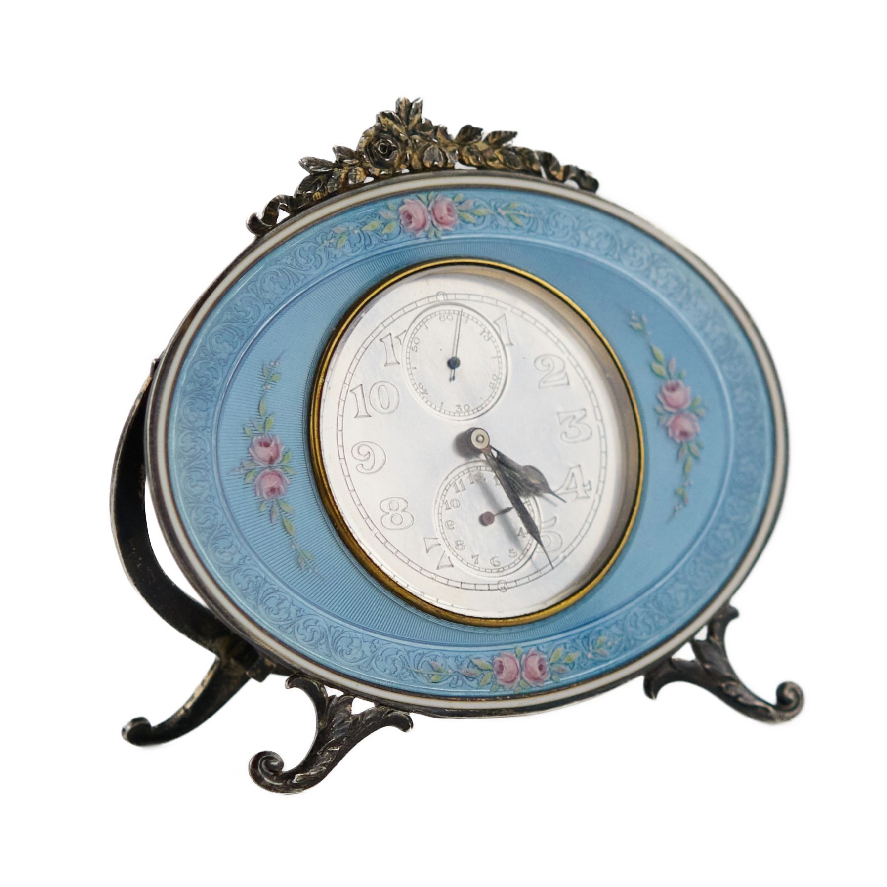 Silver alarm clock, Vacheron Constantin, with guilloche enamel. Switzerland, 1928. - Bild 7 aus 13