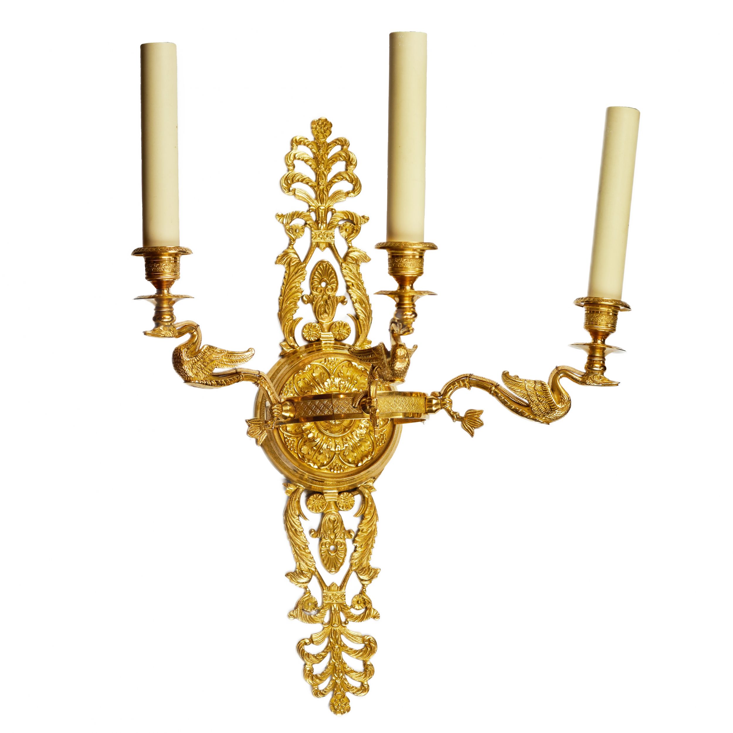 Six gilded bronze wall sconces with a Swan motif. France 20th century - Image 2 of 6