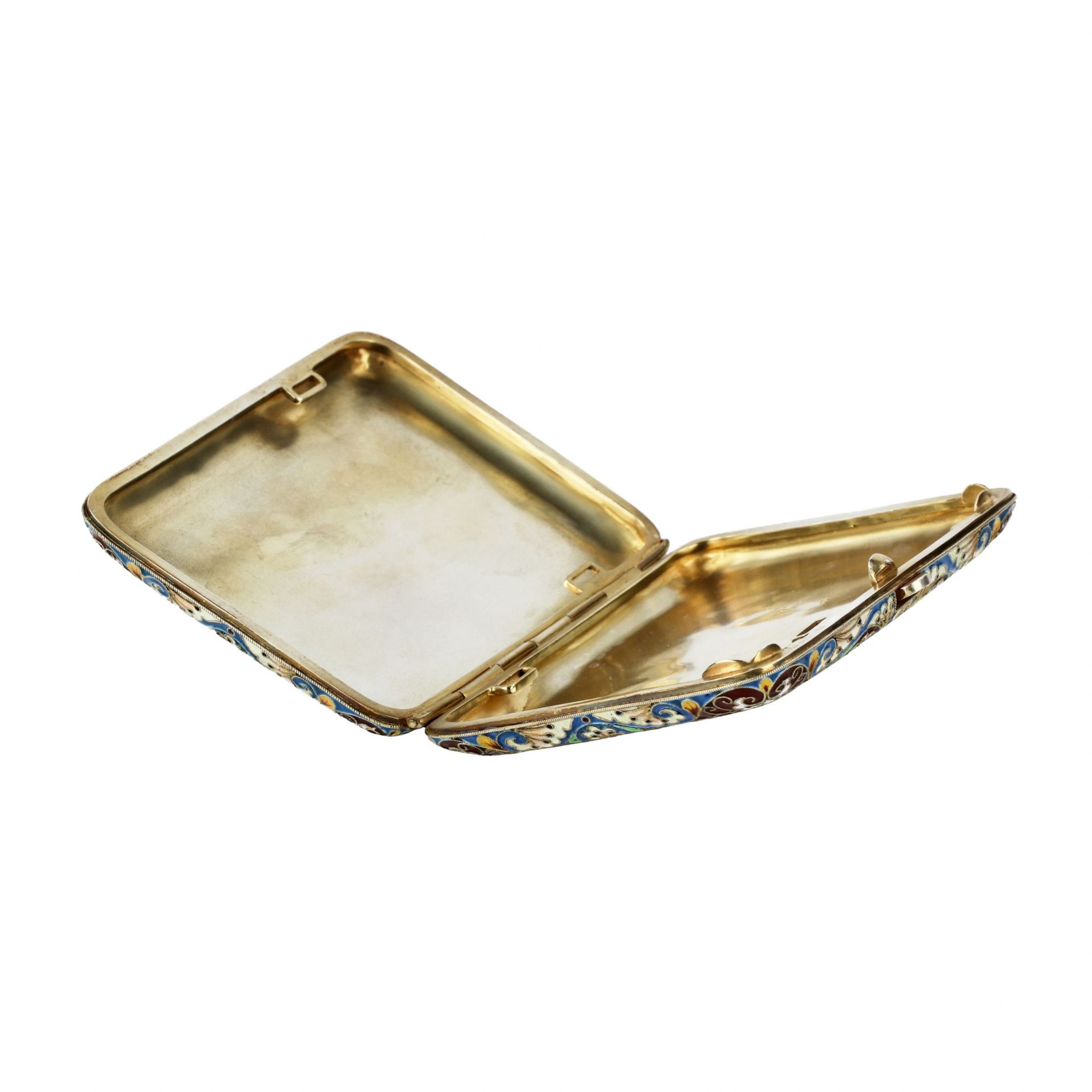 Silver cigarette case with gilding and cloisonne enamel. - Image 5 of 8