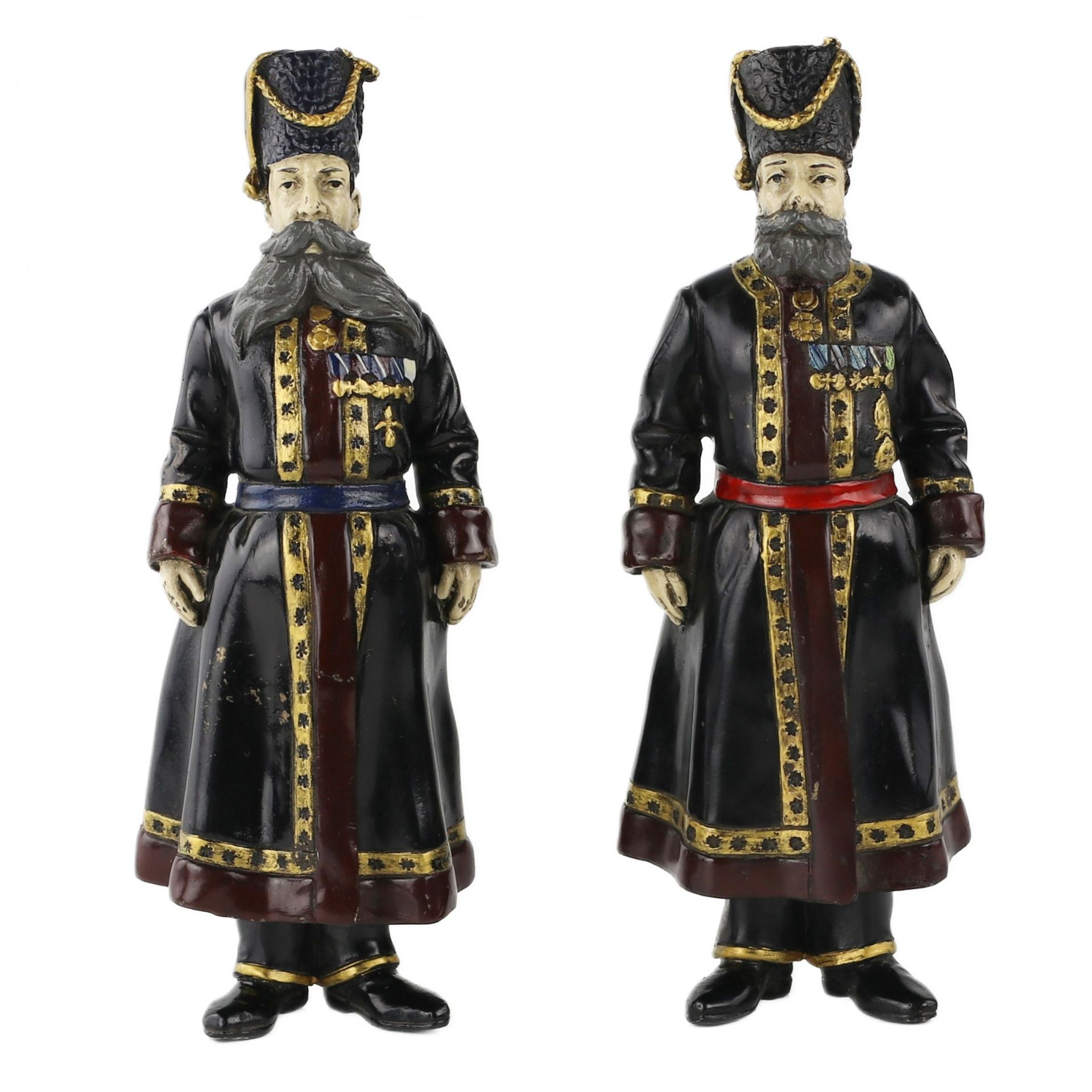 Pair of bronze figures of Russian Cossacks, personal guard of the Imperial Family. In the style of F