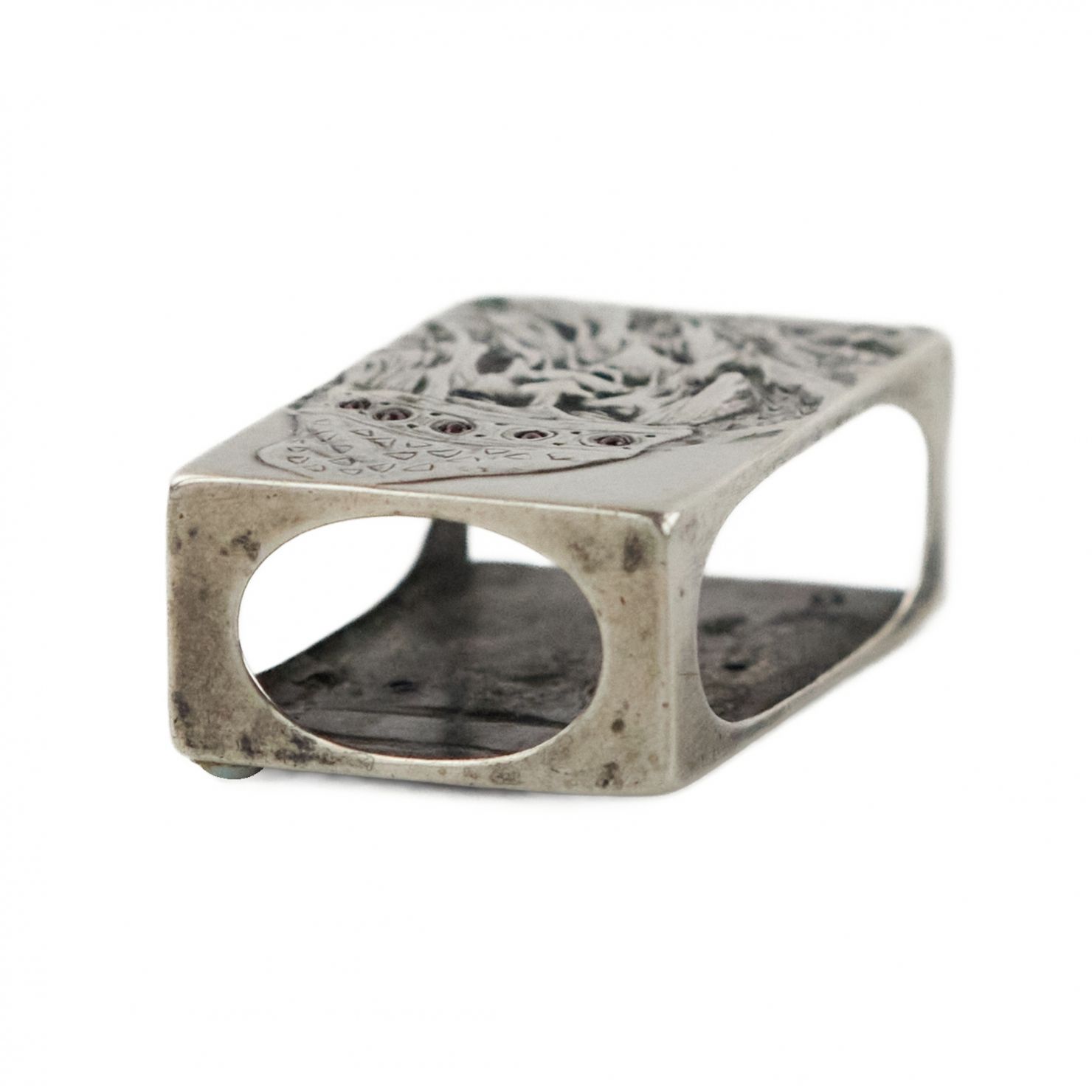 Silver match holder, made in the Russian Art Nouveau style, with the image of a goblin. - Image 6 of 6