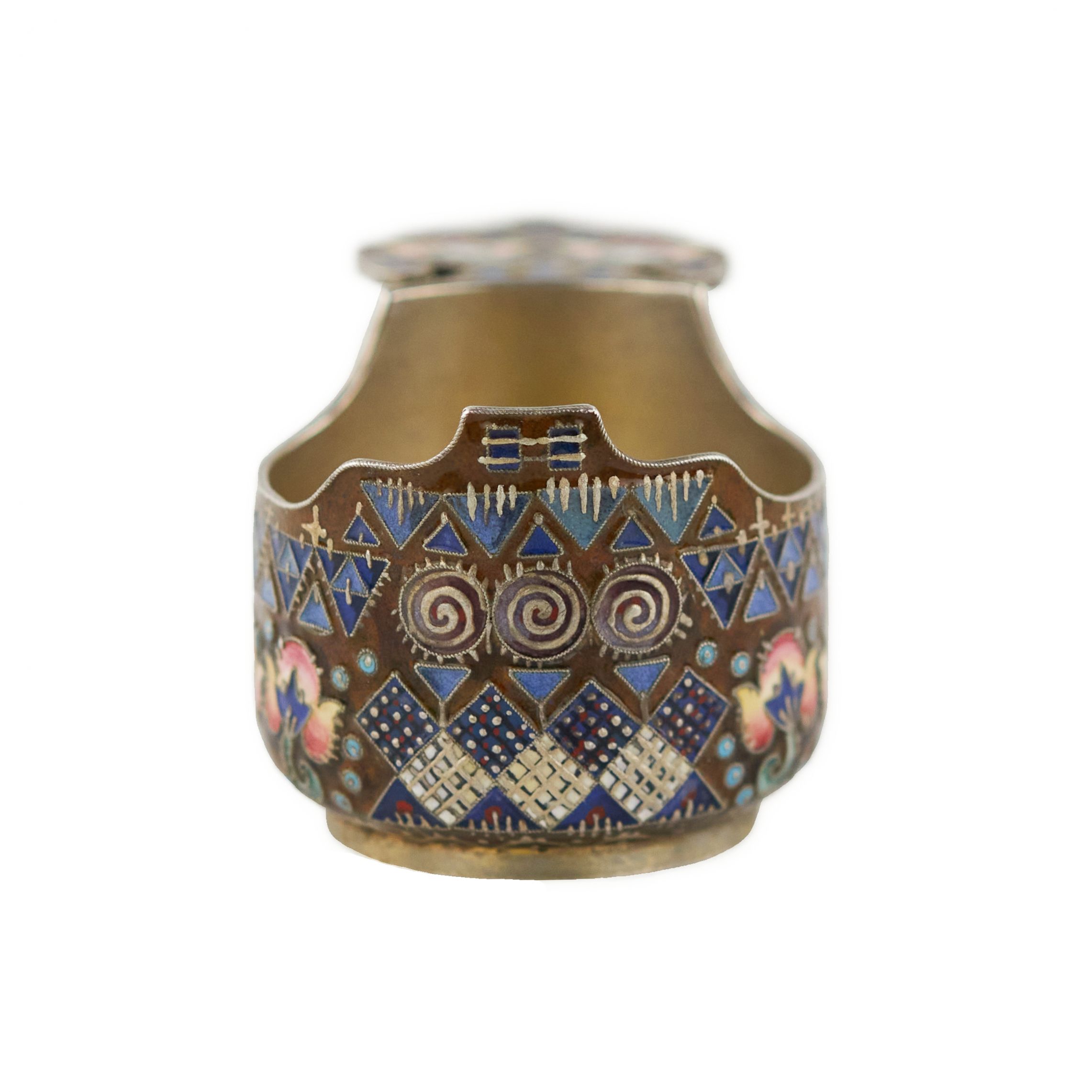 Russian Art Nouveau kovsh in cloisonne enamel by Fyodor Ruckert. Moscow, 1908-1917 - Image 3 of 13