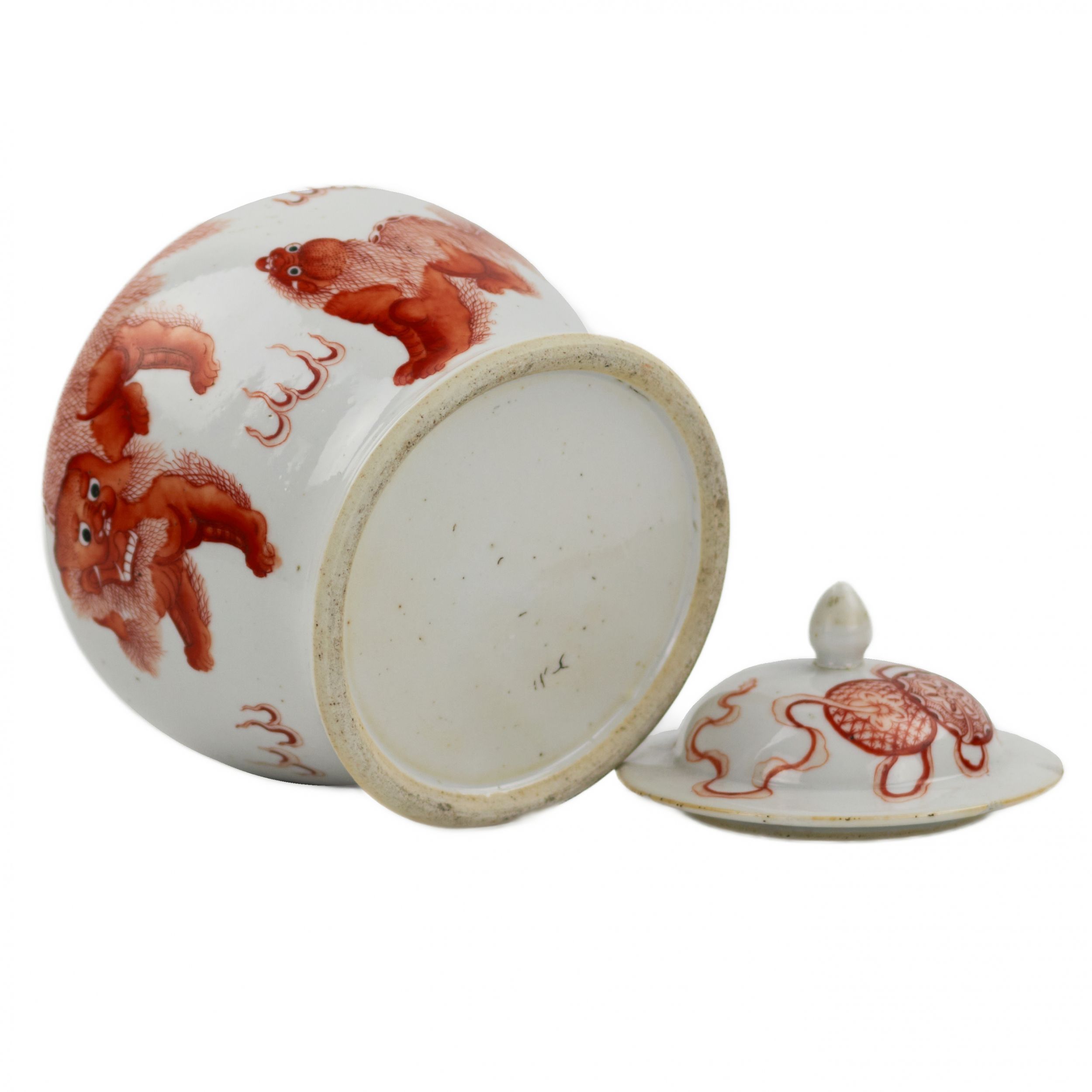 Chinese Porcelain Vase, painted ''iron red'' overglaze dog Fo. Possibly Kangxi period. - Image 6 of 6