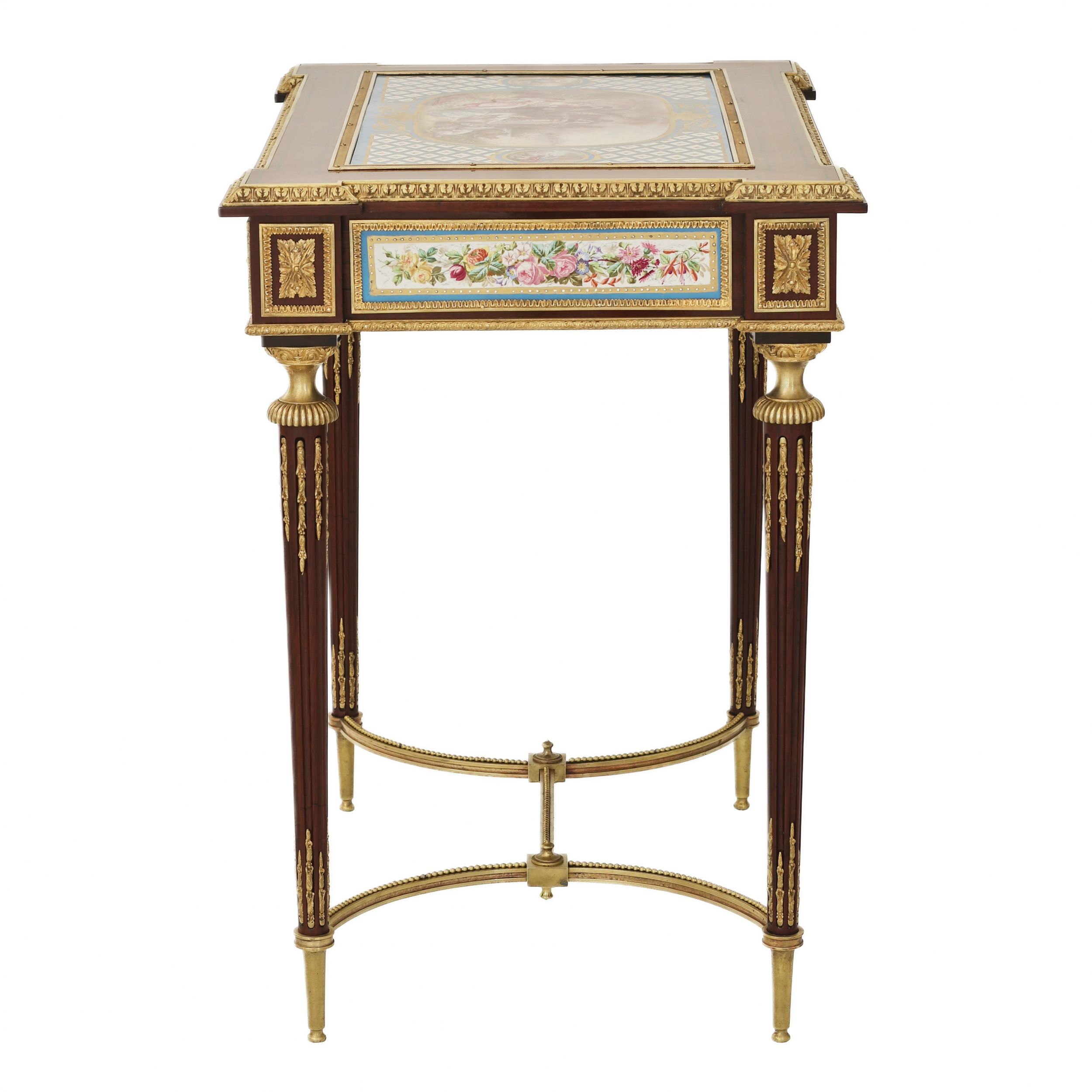 A magnificent ladies table with gilded bronze decor and porcelain panels in the style of Adam Weiswe - Image 5 of 12