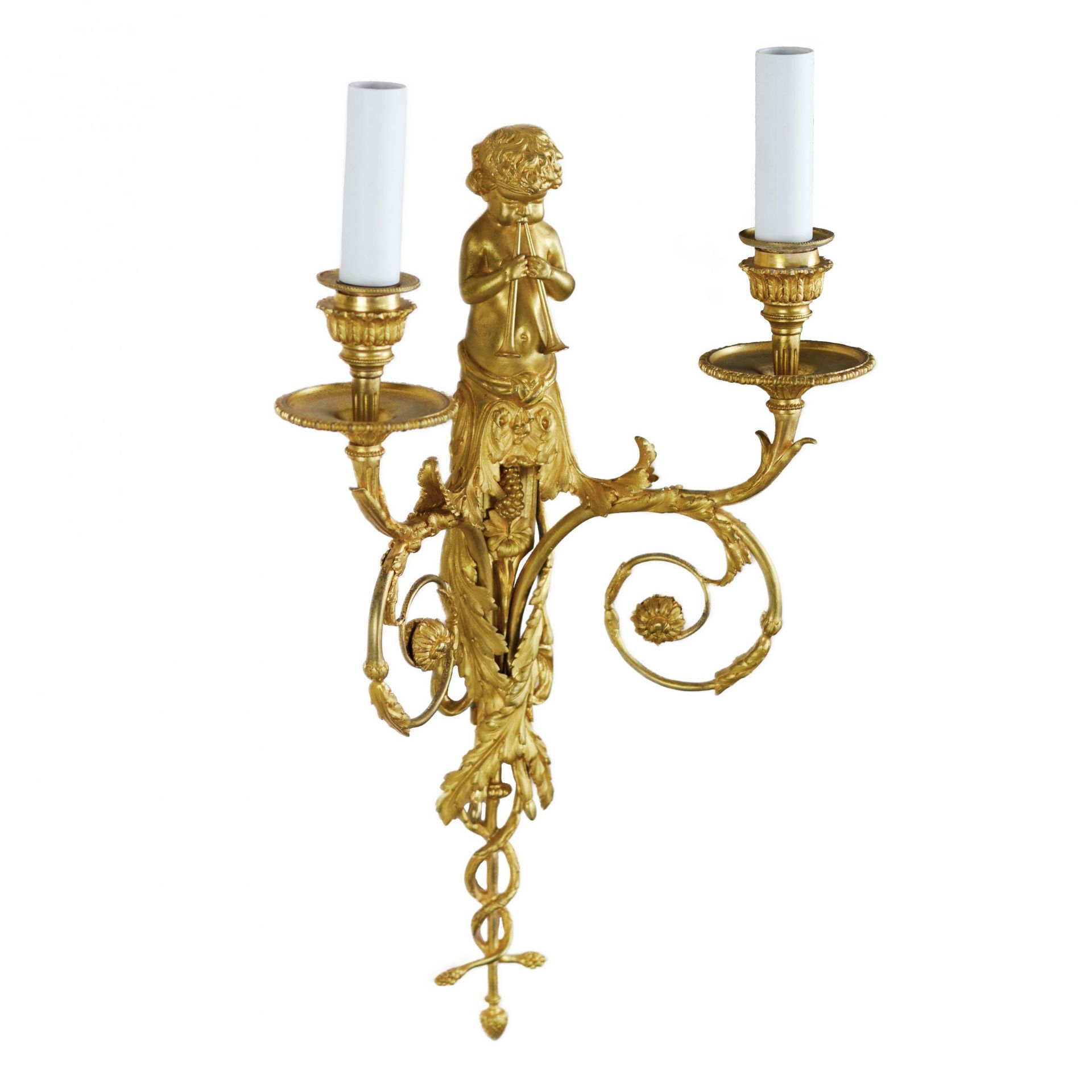 Pair of French gilt bronze sconces, Louis XVI style, 19th century. - Bild 3 aus 6