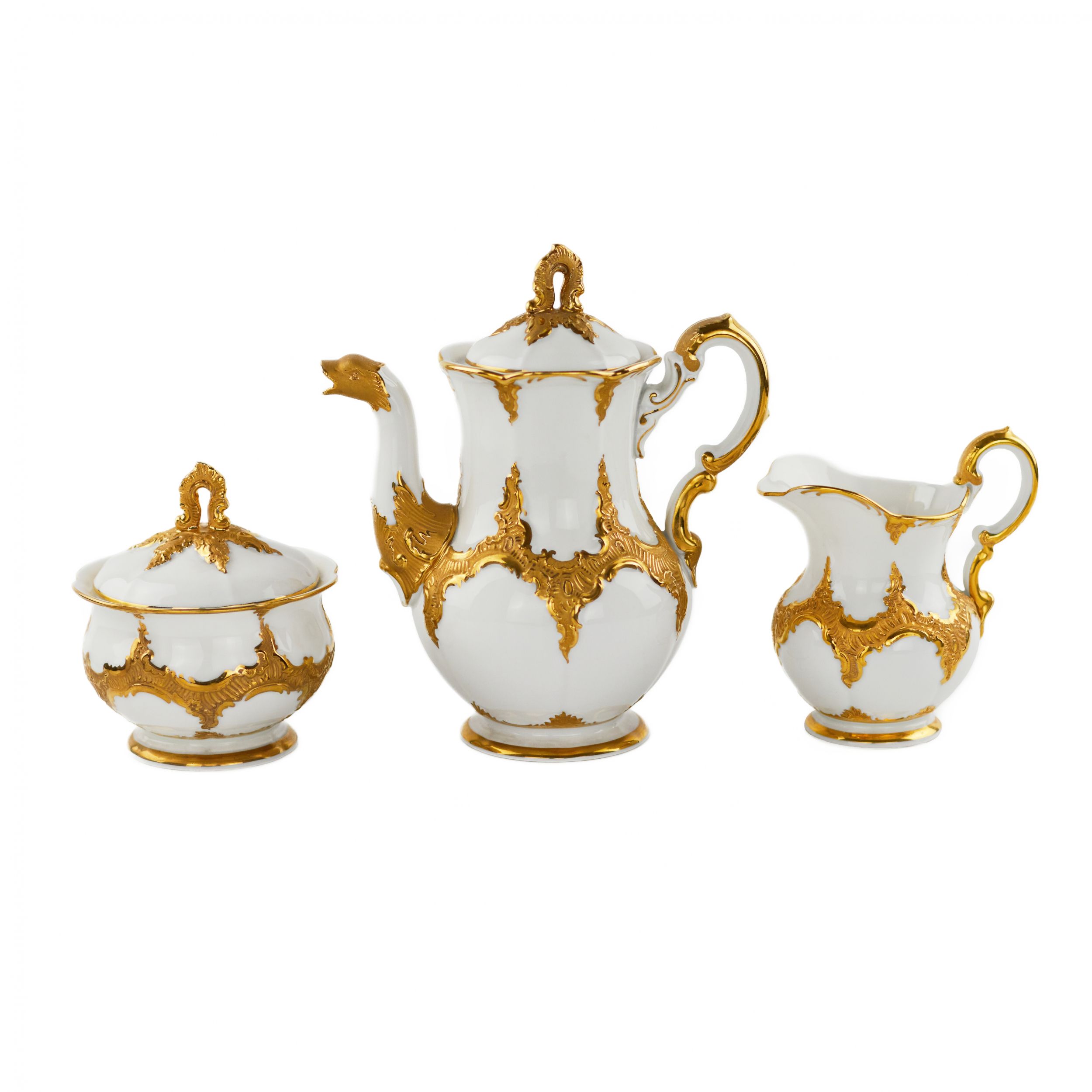 Luxurious mocha service for six people. Meissen. 20th century. - Image 6 of 8