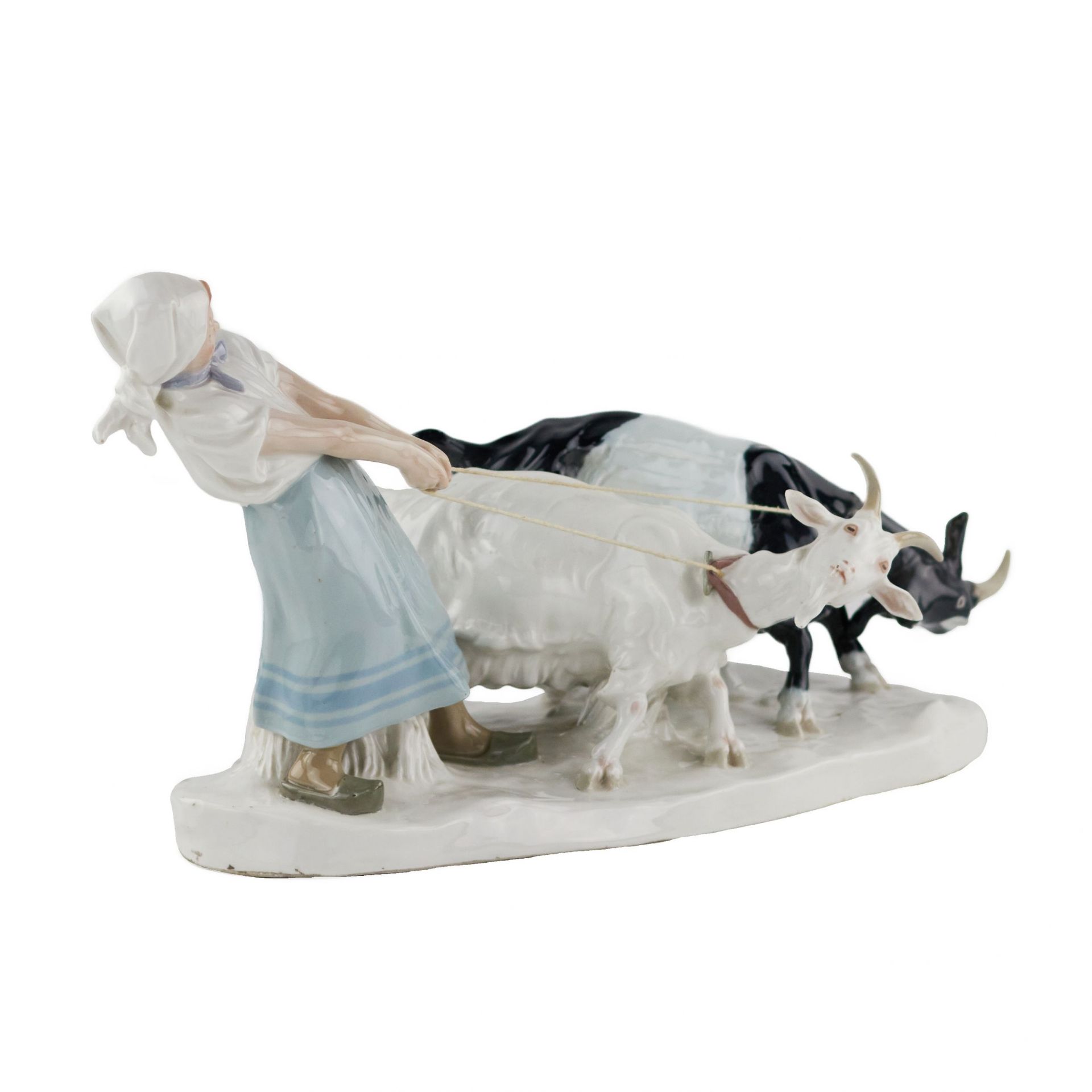 Porcelain composition Shepherdess with goats. Pilz, Otto. Meissen. 1850-1924. - Image 5 of 7