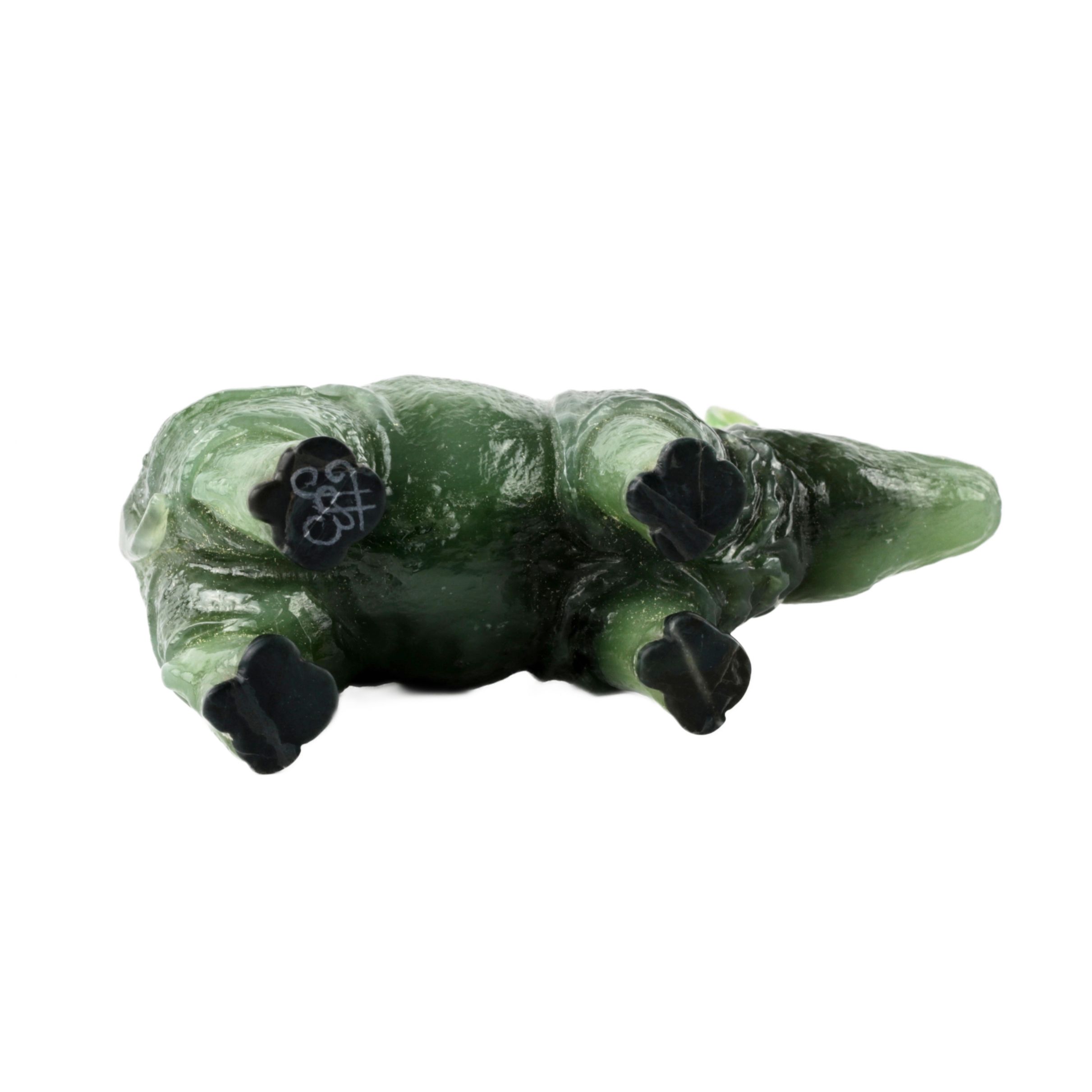 Stone-cutting miniature Jade rhinoceros in the style of products from the Faberge firm - Image 5 of 5