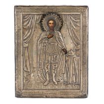 Icon of the Holy Blessed Prince Alexander Nevsky in a silver frame. The turn of the 19th-20th centur