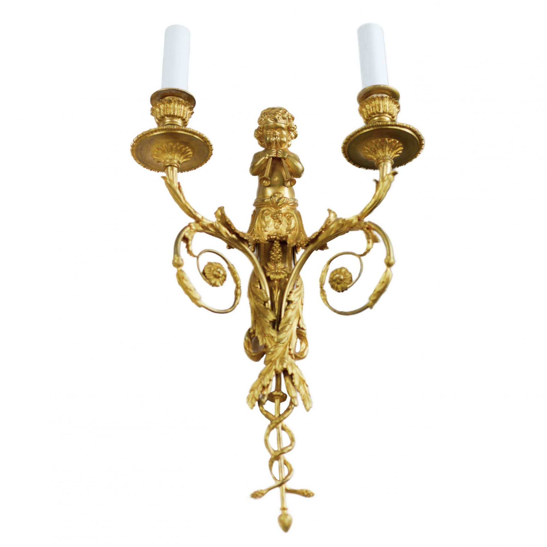 Pair of French gilt bronze sconces, Louis XVI style, 19th century. - Bild 5 aus 6