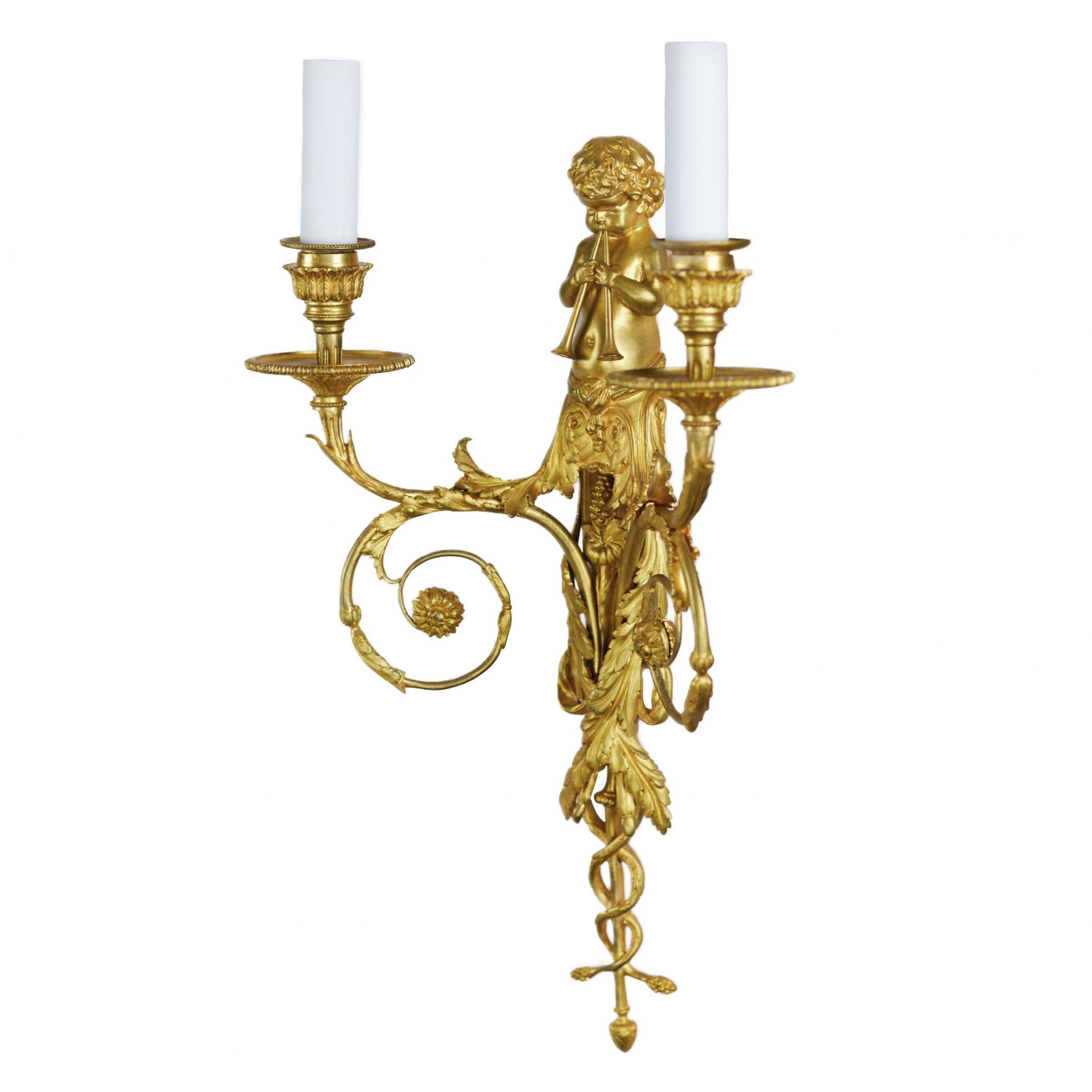 Pair of French gilt bronze sconces, Louis XVI style, 19th century. - Bild 4 aus 6