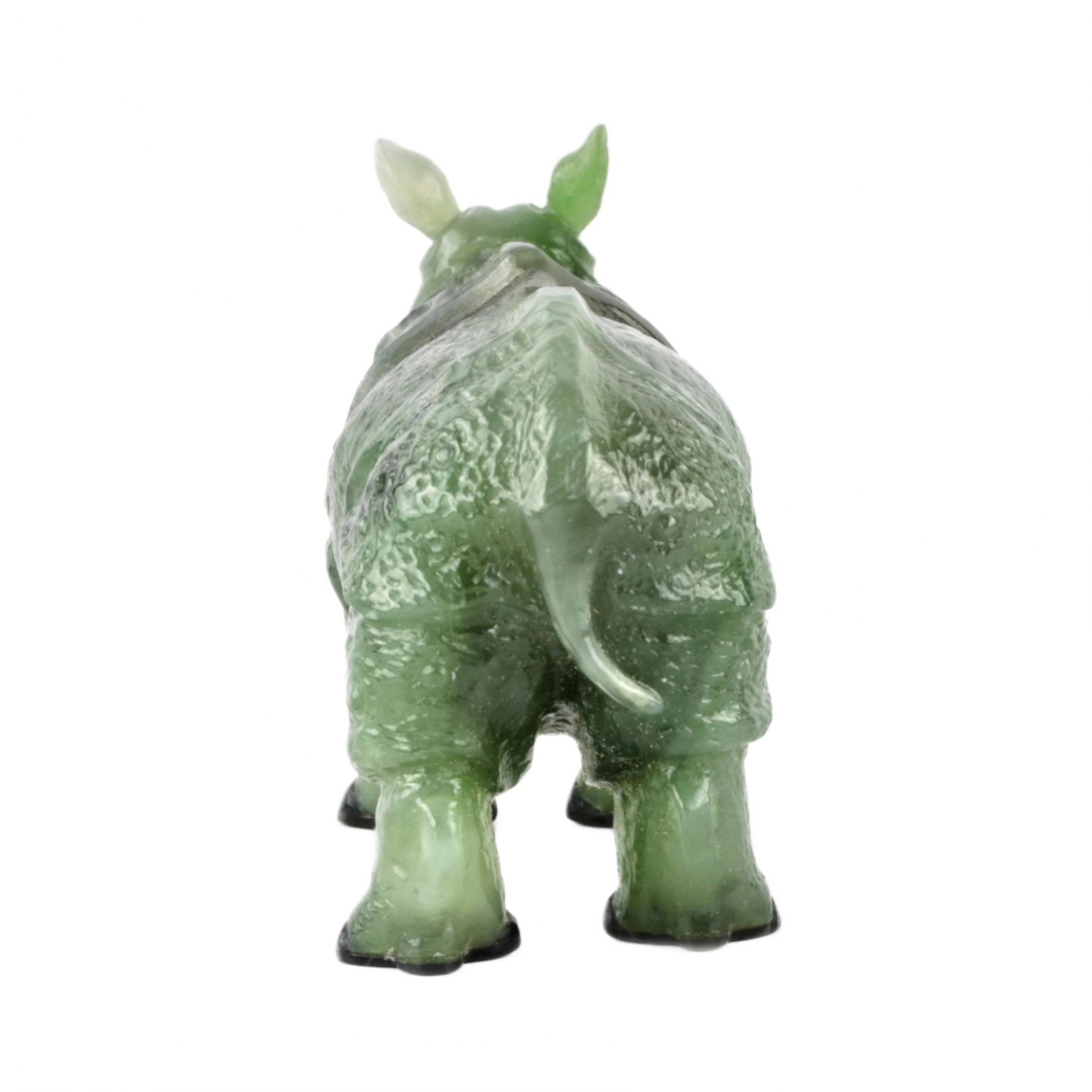 Stone-cutting miniature Jade rhinoceros in the style of products from the Faberge firm - Image 3 of 5