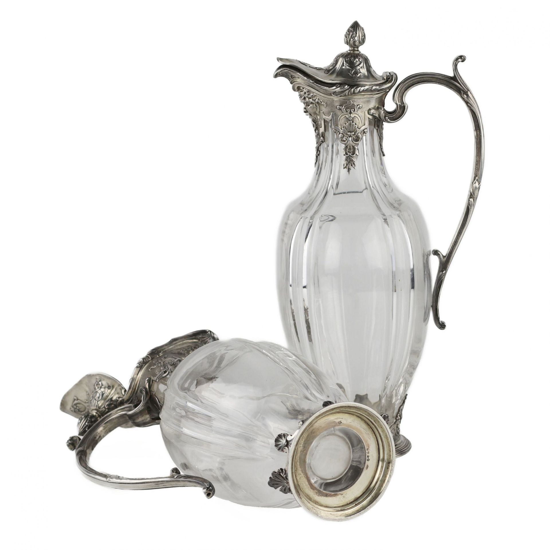 A pair of glass Regency style jugs in silver from CHRISTOFLE. - Bild 6 aus 9