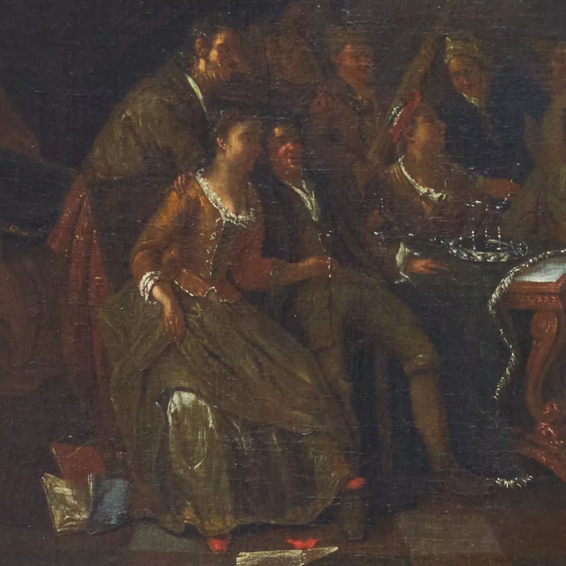 Dutch genre painting of the 18th century. Feast of Dionysus. Attributed to Horemans Jan Joseff. - Image 3 of 7