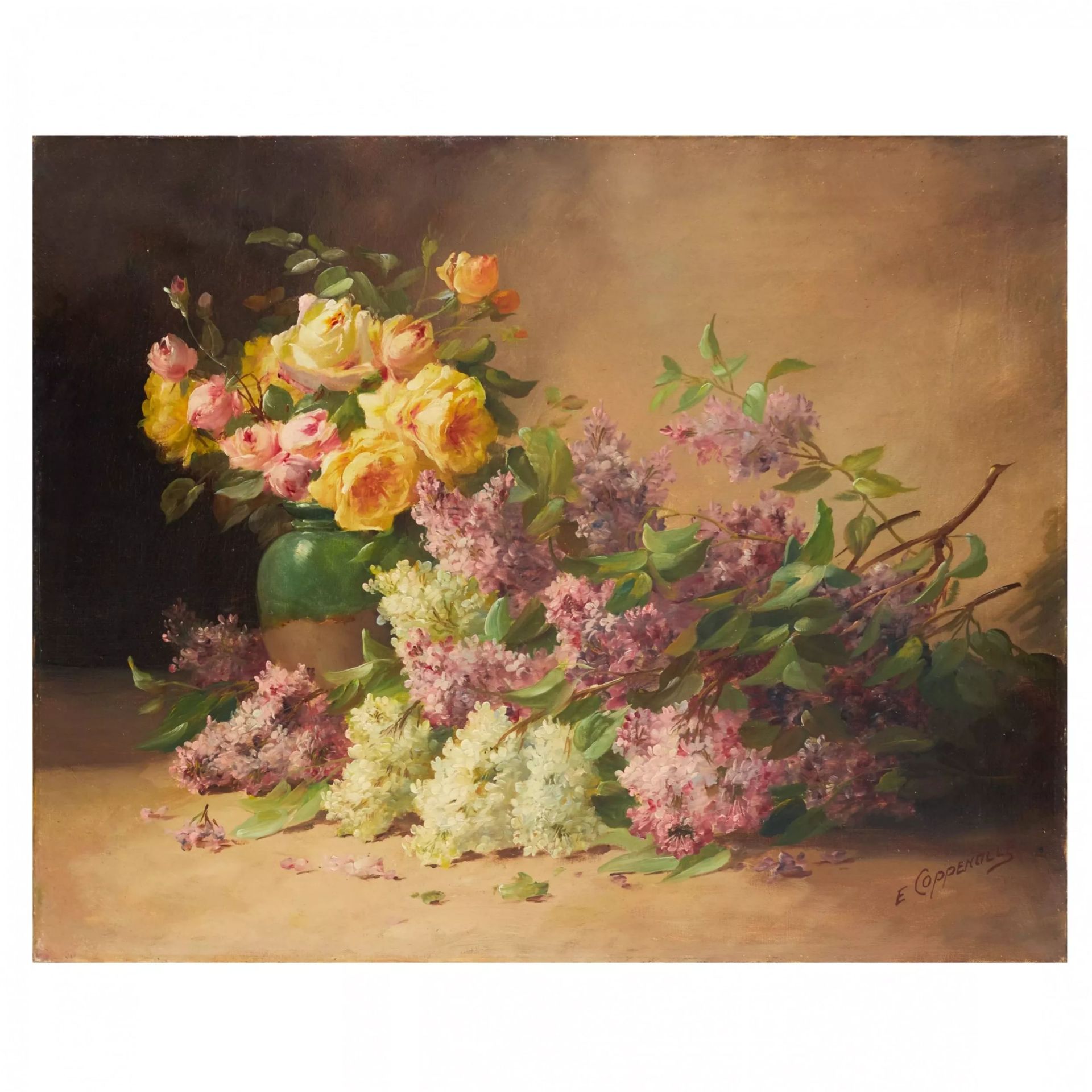 Edmond VAN COPPENOLLE. Still life with lilacs. France. 19th century. - Image 2 of 6