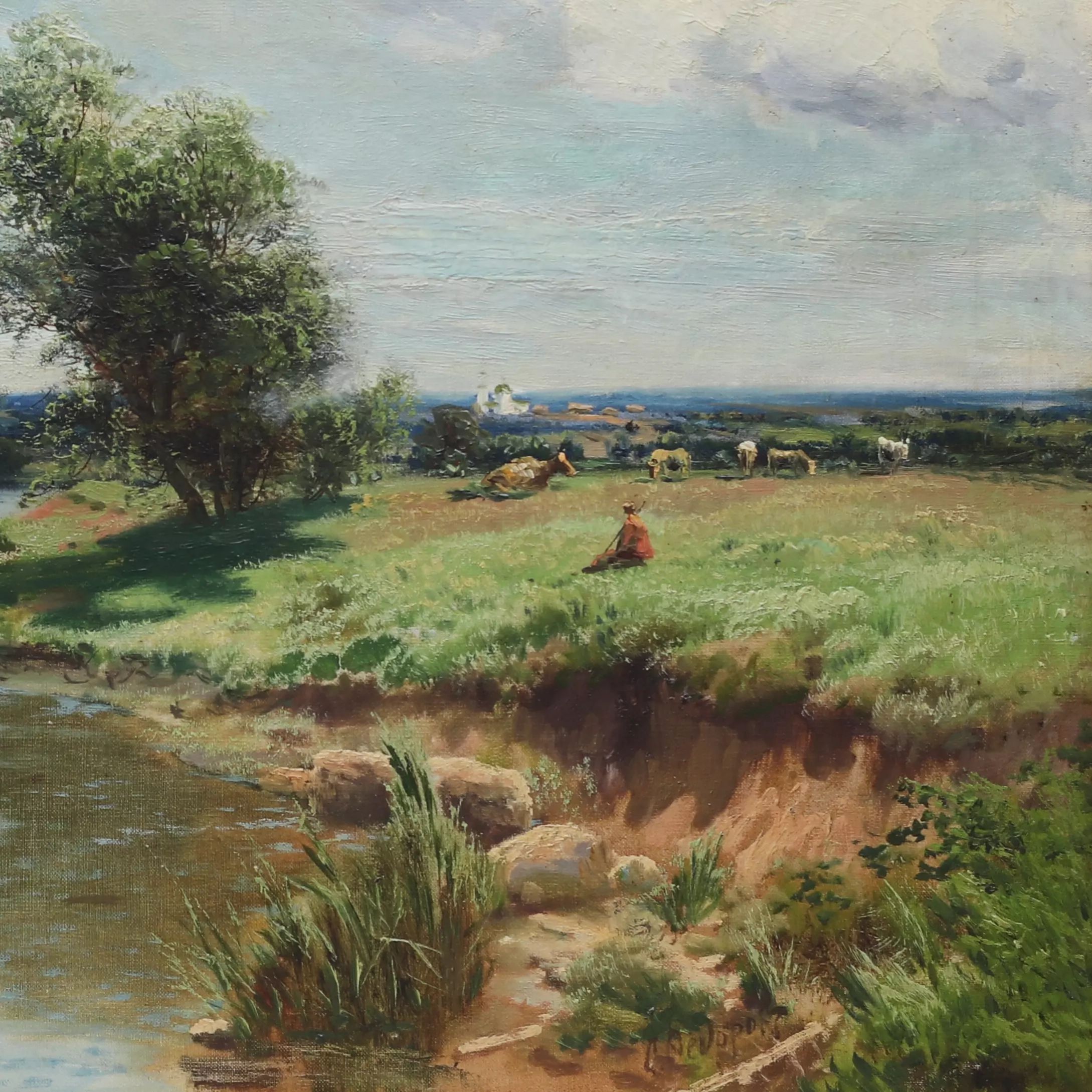 Simeon Fedorov. Landscape Summer day. Second half of the 19th century. - Image 3 of 6
